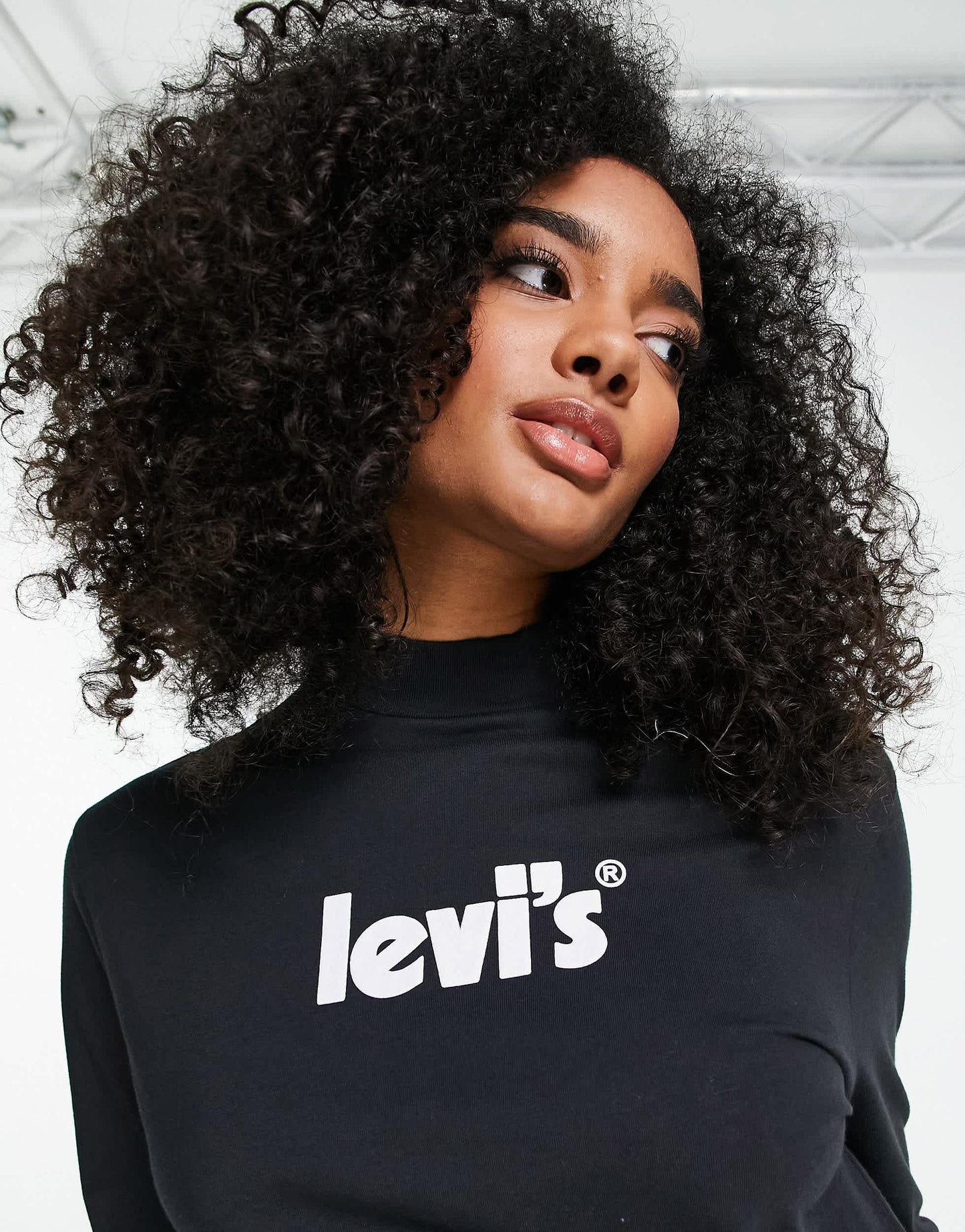Levi's poster logo mock neck jersey dress in black