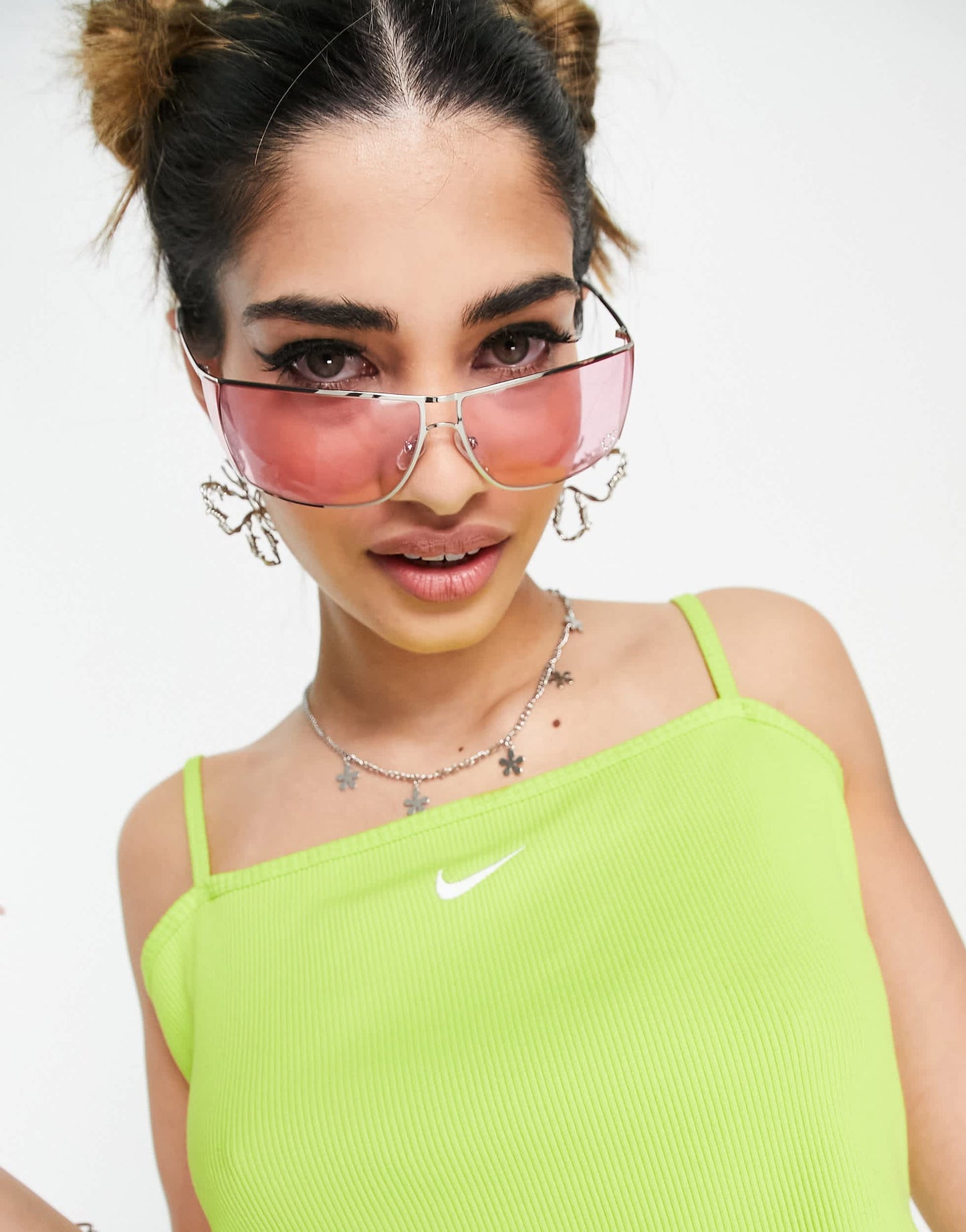 Nike Essential mini swoosh ribbed cropped cami in atomic green