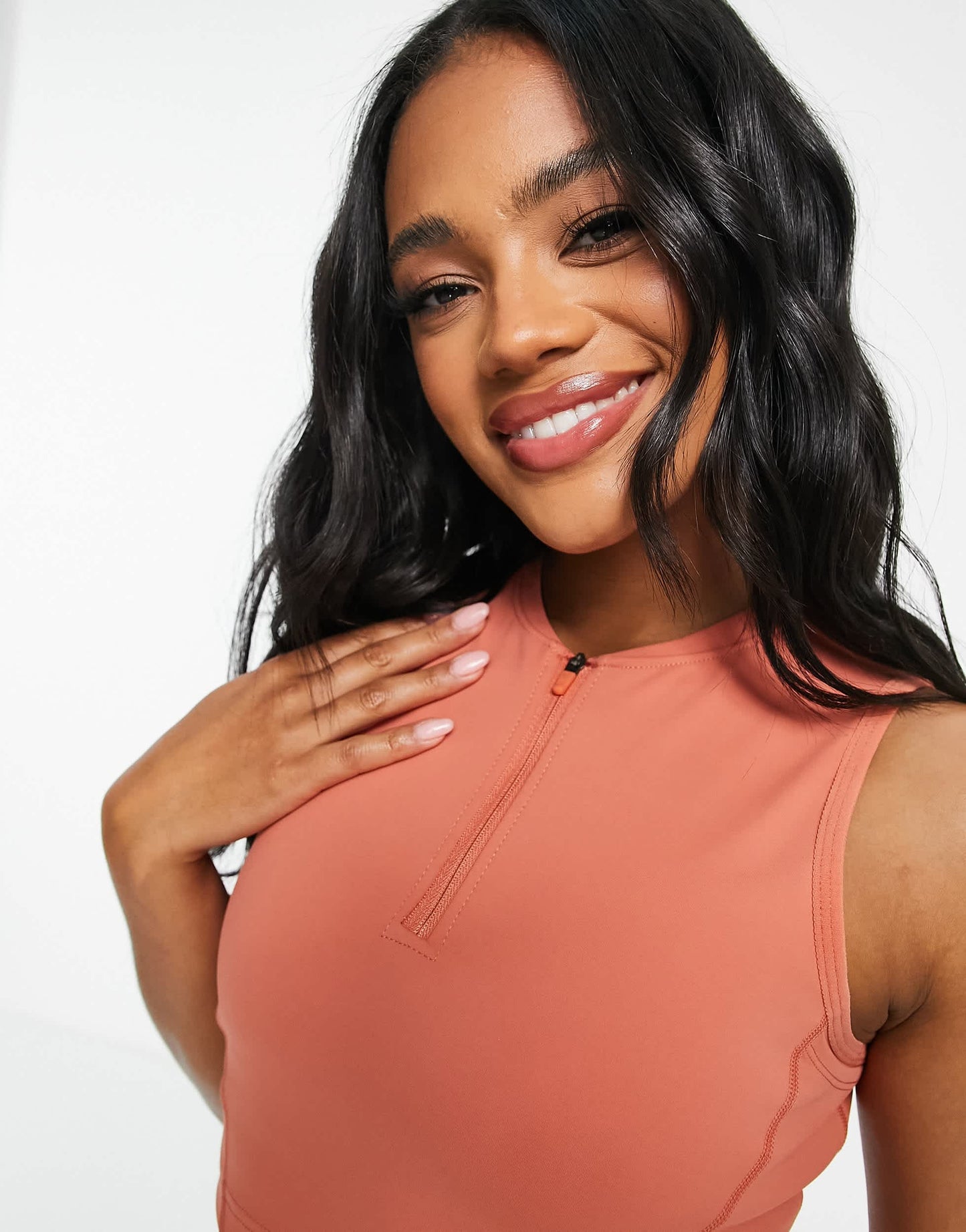 Nike Pro Training seasonal zip front crop top in pink