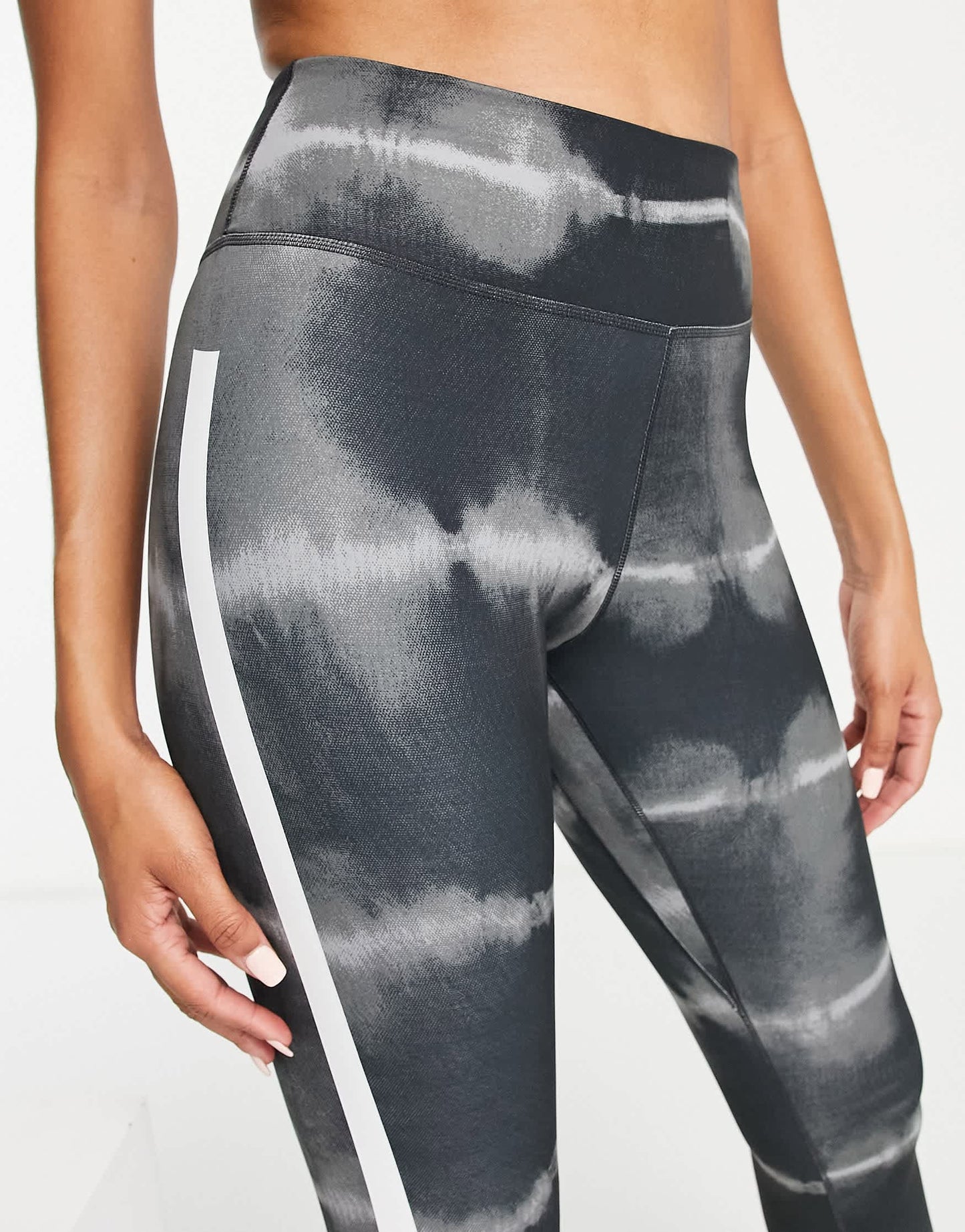 Nike One Training Luxe Dri-FIT mid rise tie dye leggings in dark grey