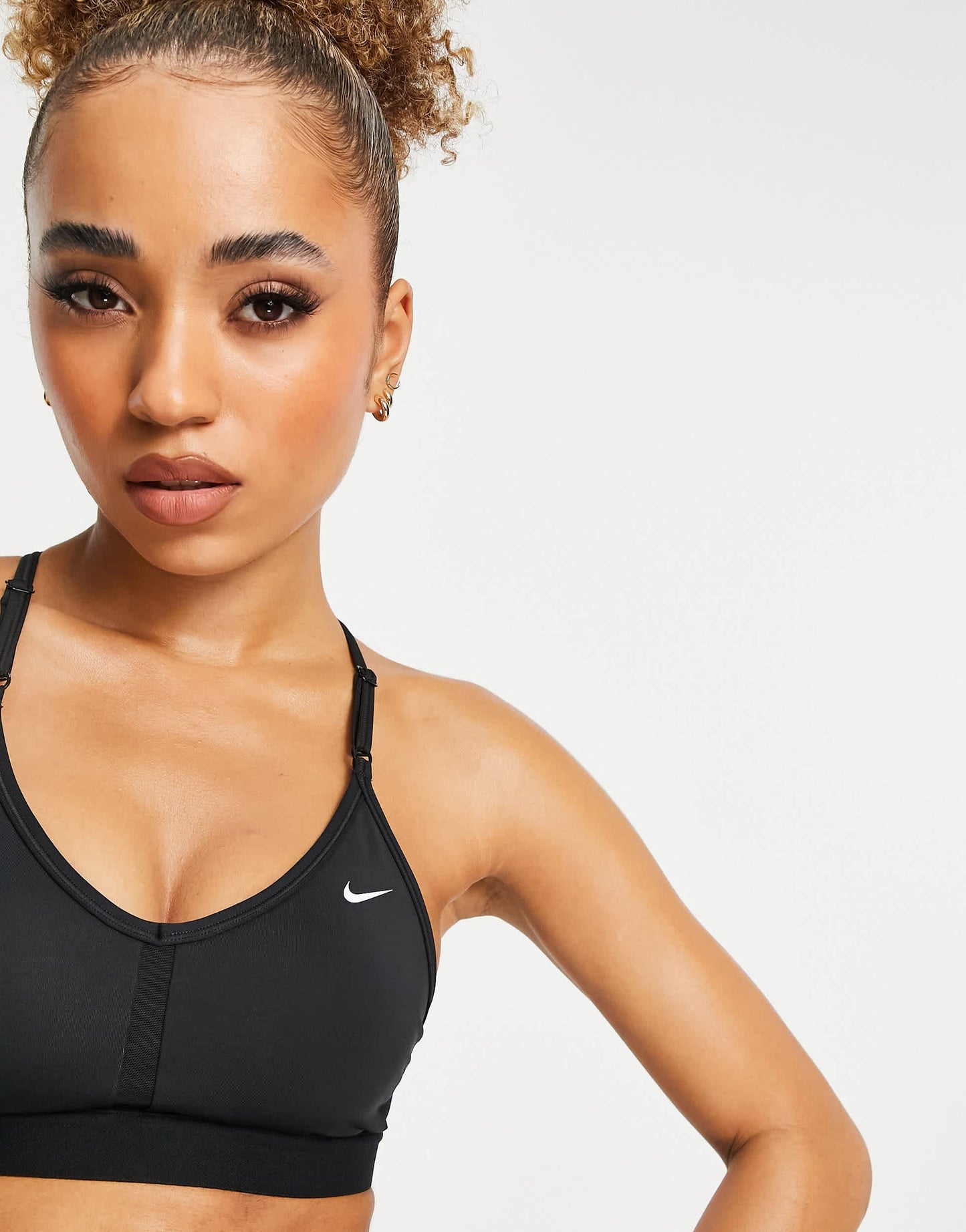 Nike Indy Training Dri-FIT light support v-neck sports bra in black