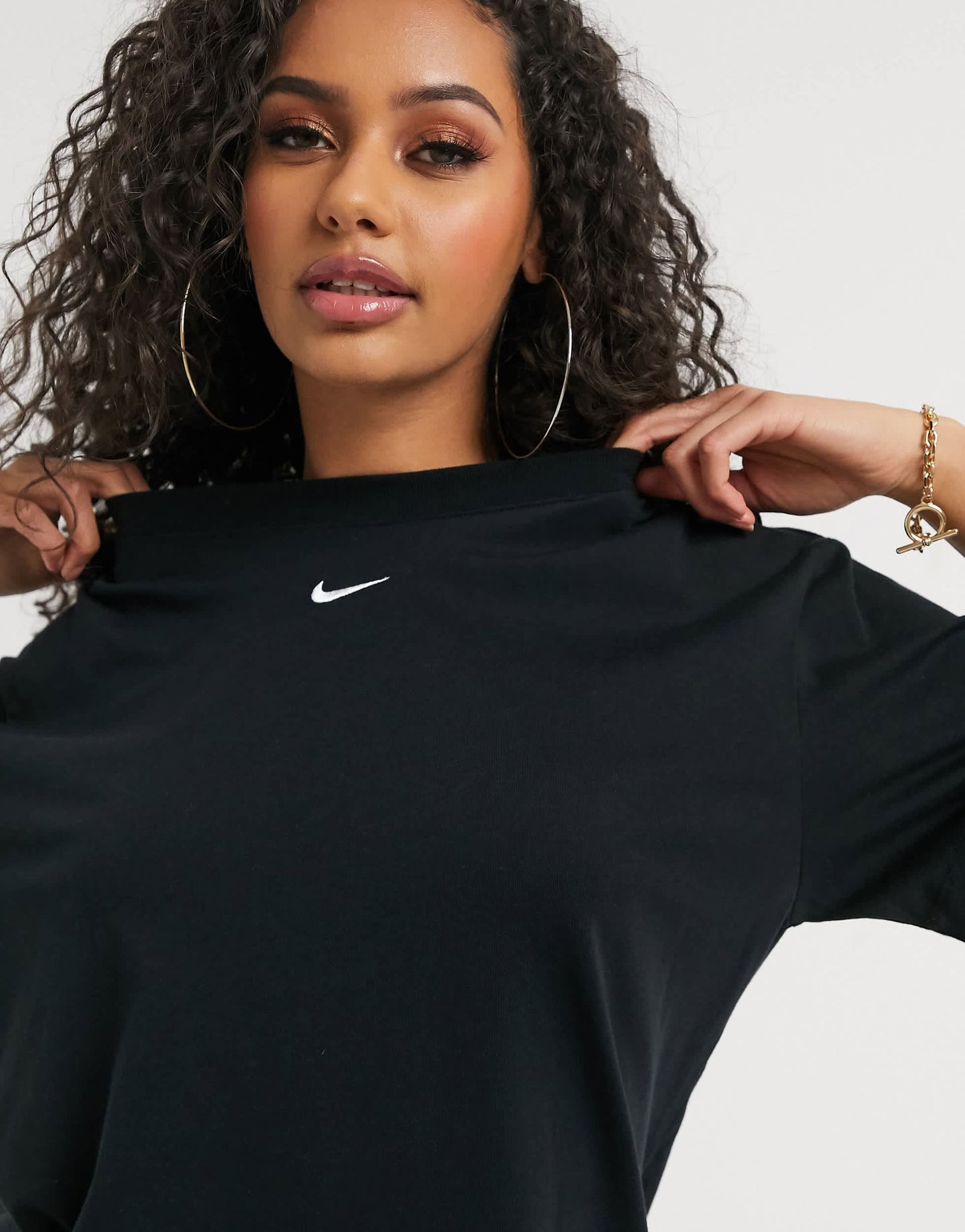 Nike mini swoosh oversized t-shirt dress in black