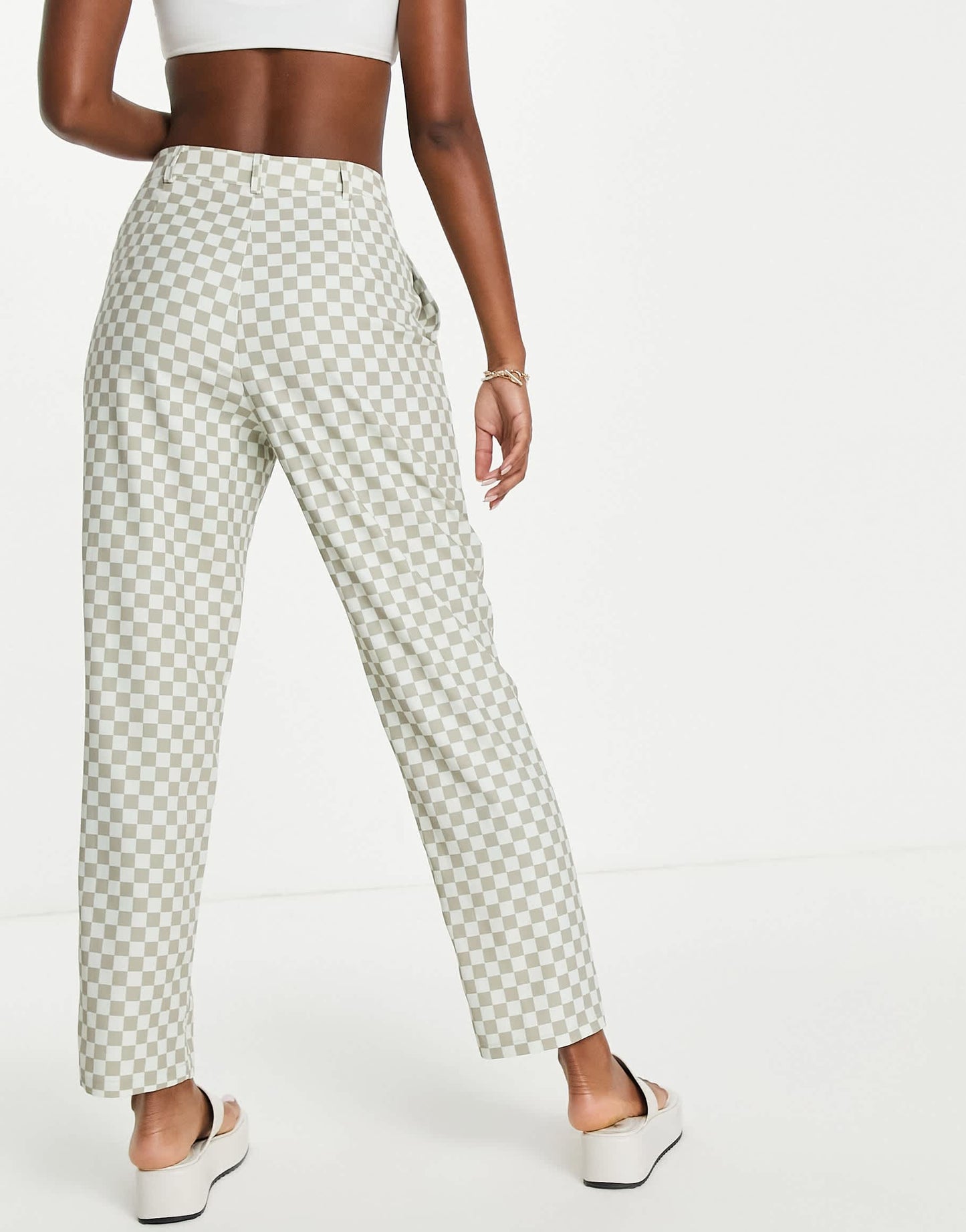 Lola May tailored trousers in neutral check