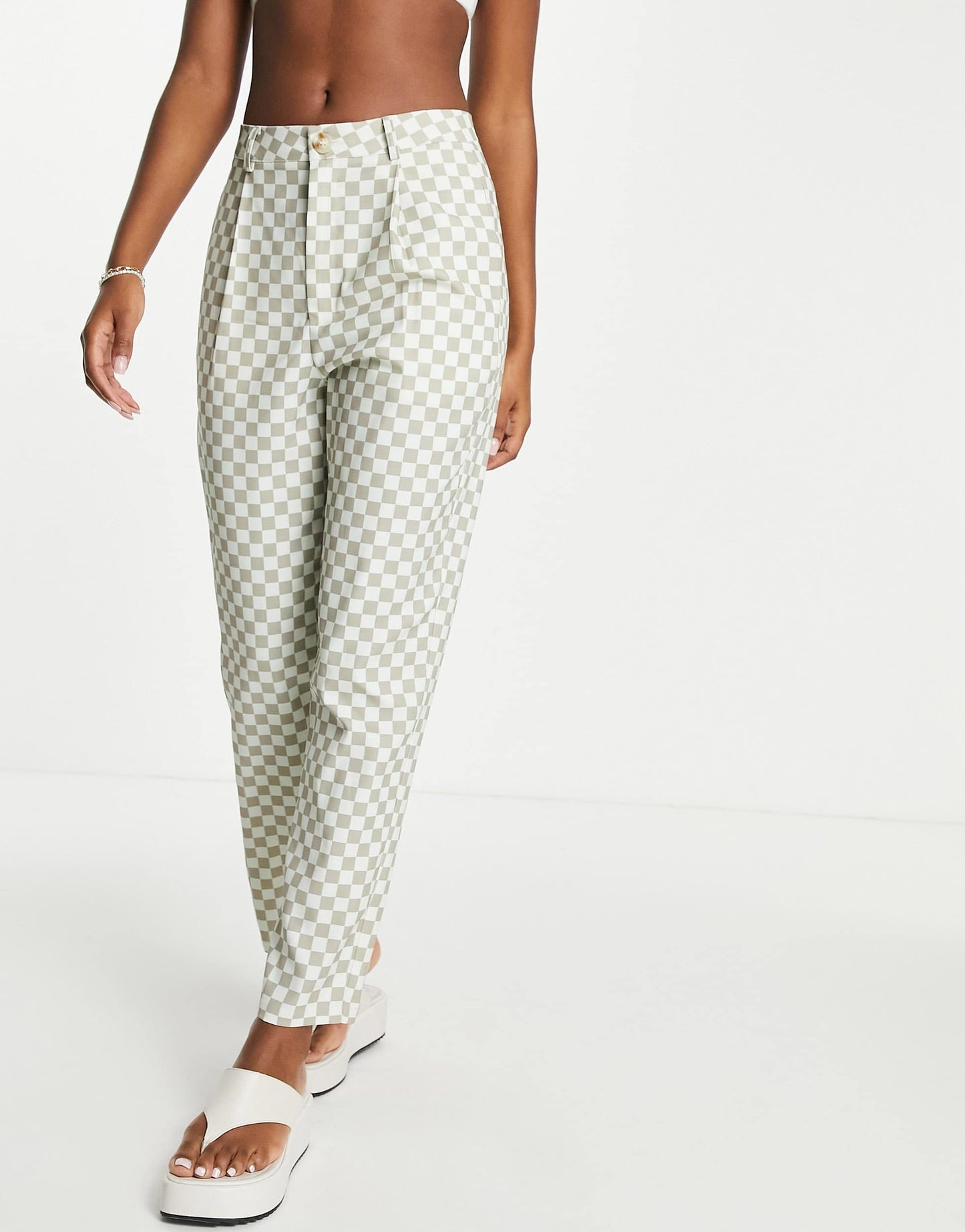 Lola May tailored trousers in neutral check