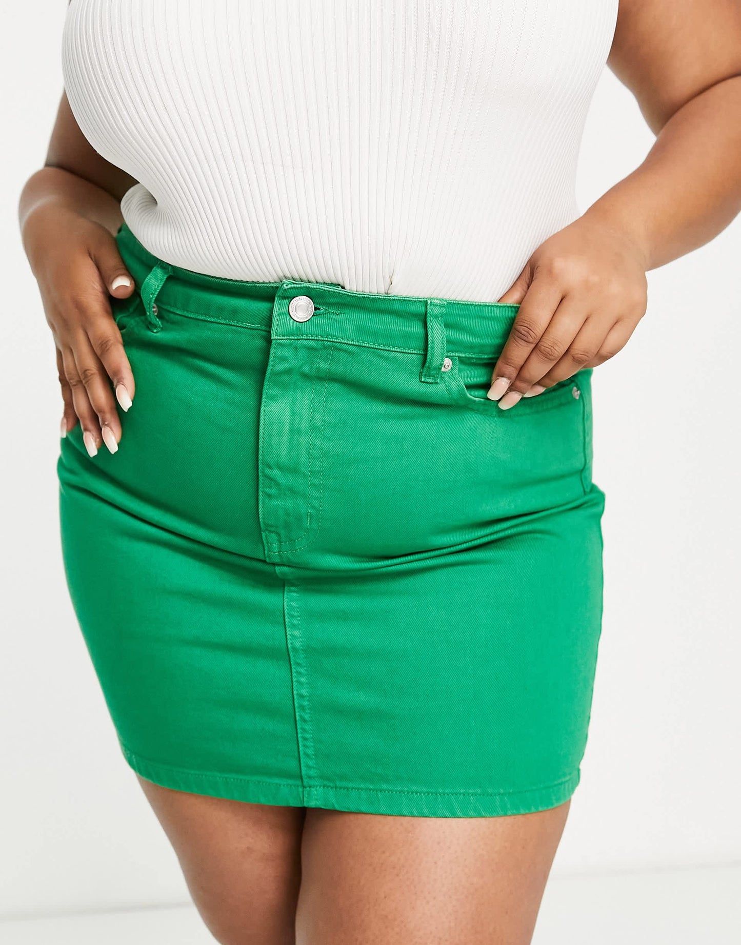 DTT Plus Gabby high waist denim skirt in green