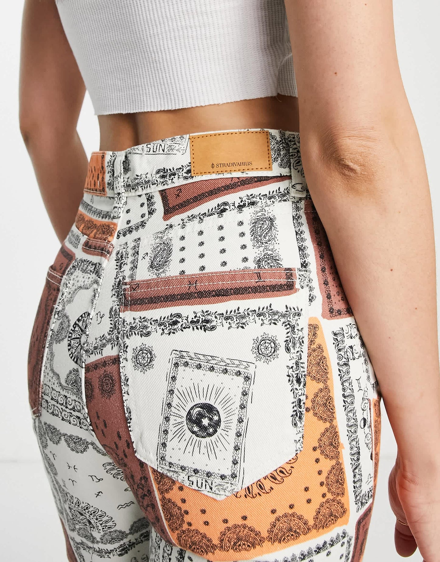 Stradivarius Tall printed dad jean in celestial print