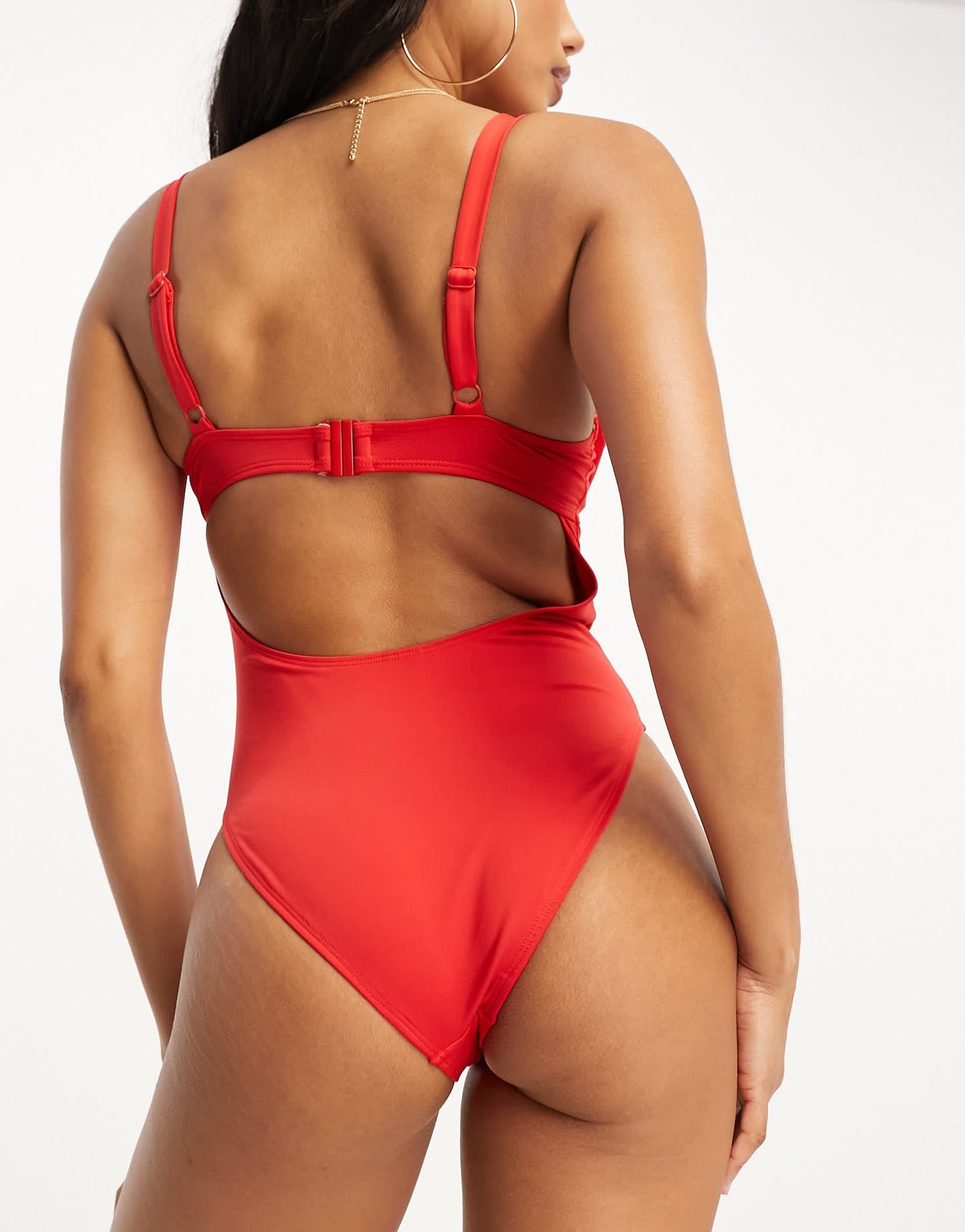 ASOS DESIGN Fuller Bust underwired mesh cupped swimsuit in red