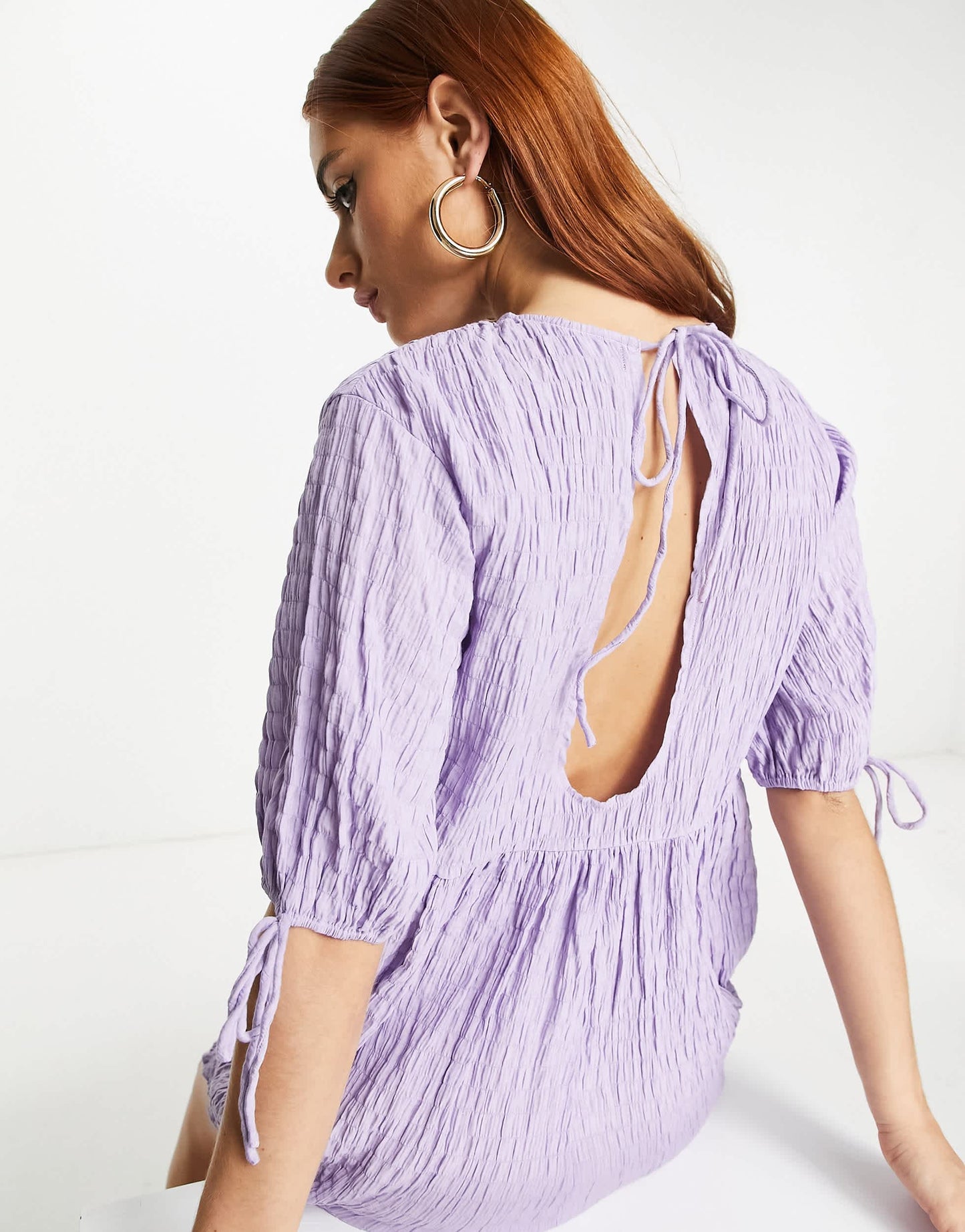 Lola May textured smock dress in lavender