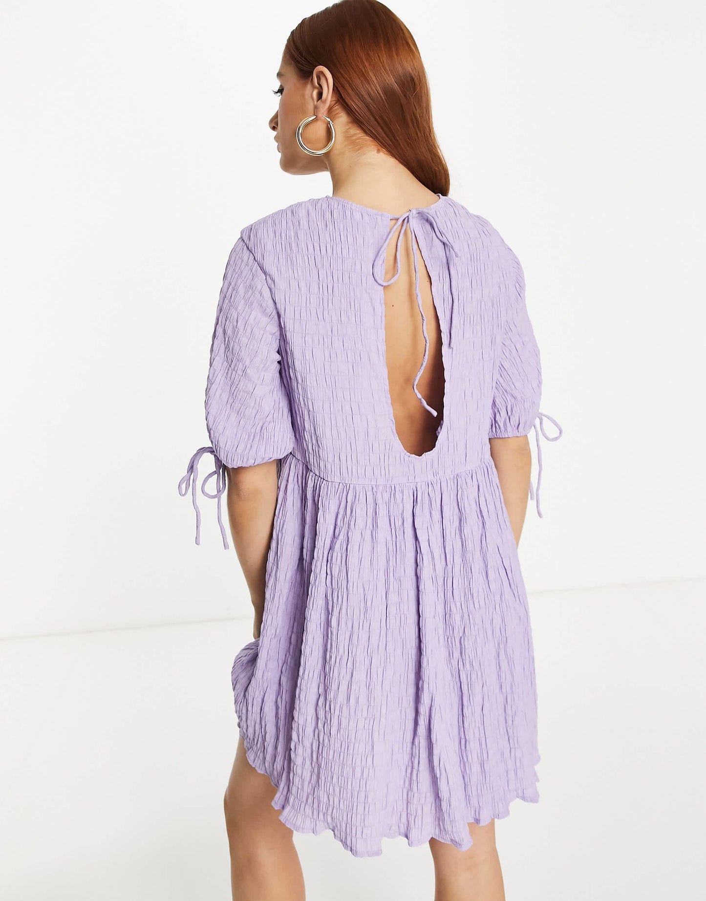 Lola May textured smock dress in lavender