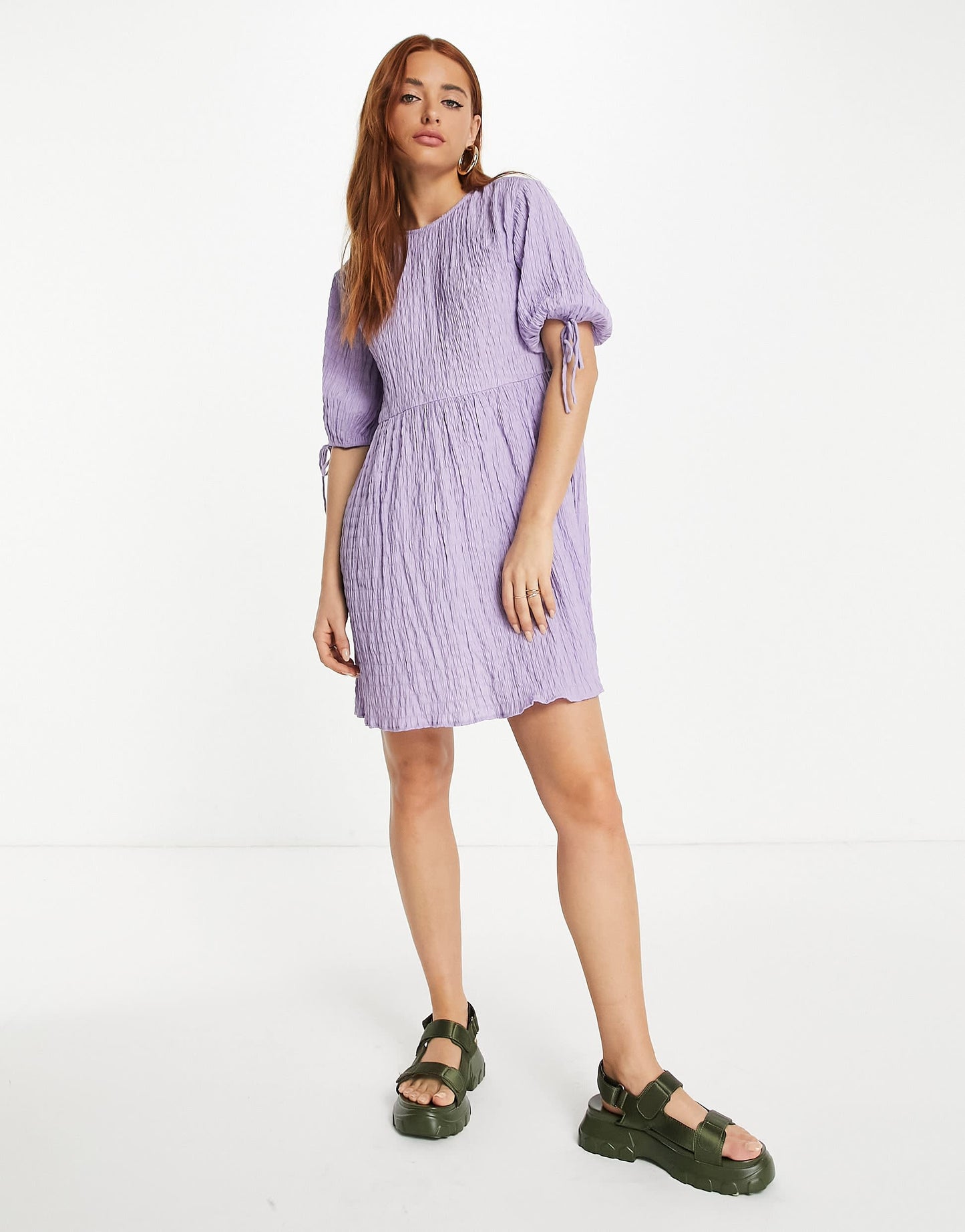 Lola May textured smock dress in lavender