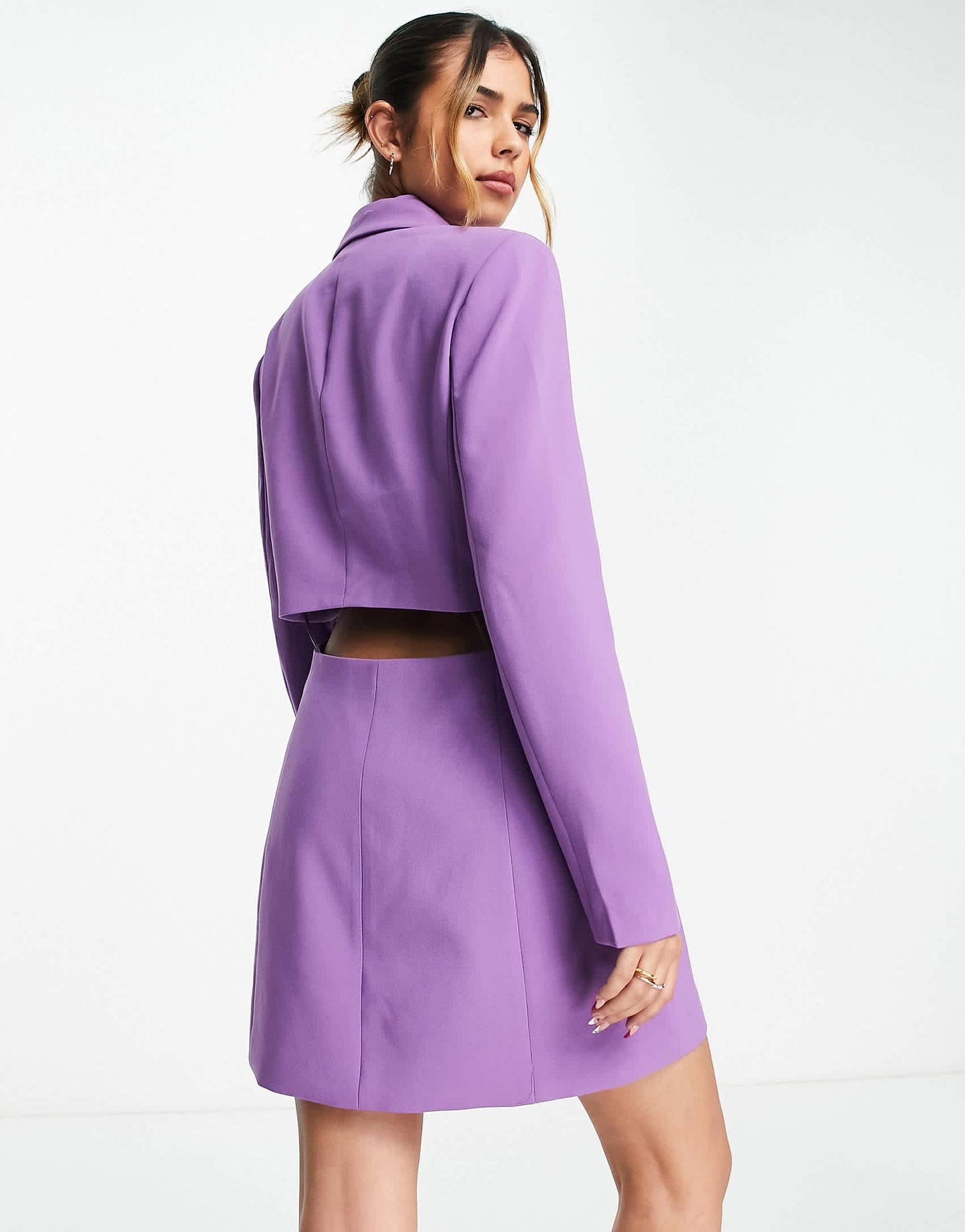 Stradivarius blazer dress with cut-out detail in purple