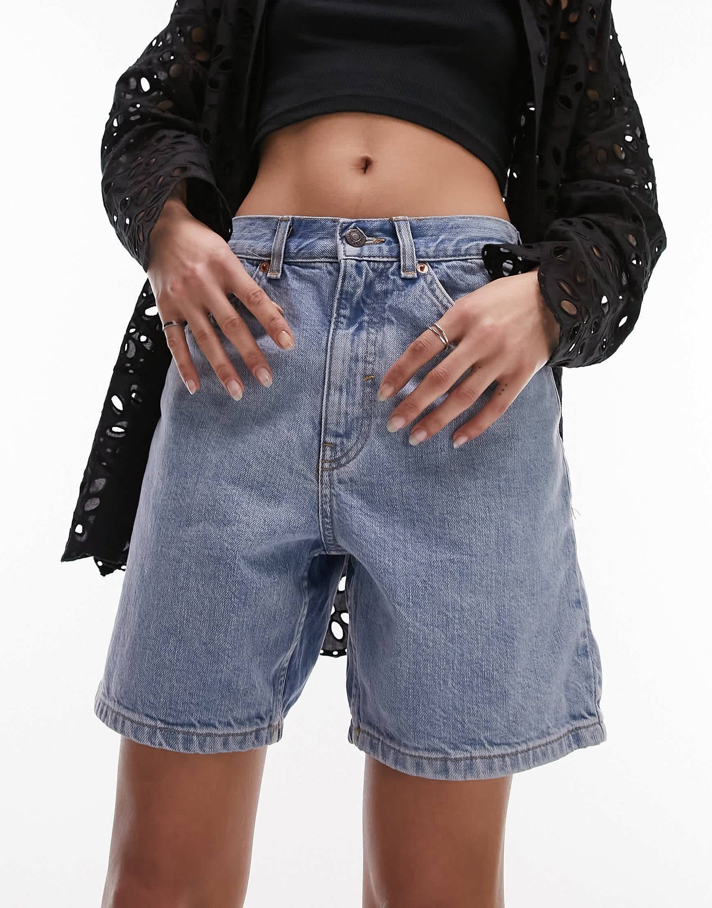 Topshop ultimate Editor short in mid blue