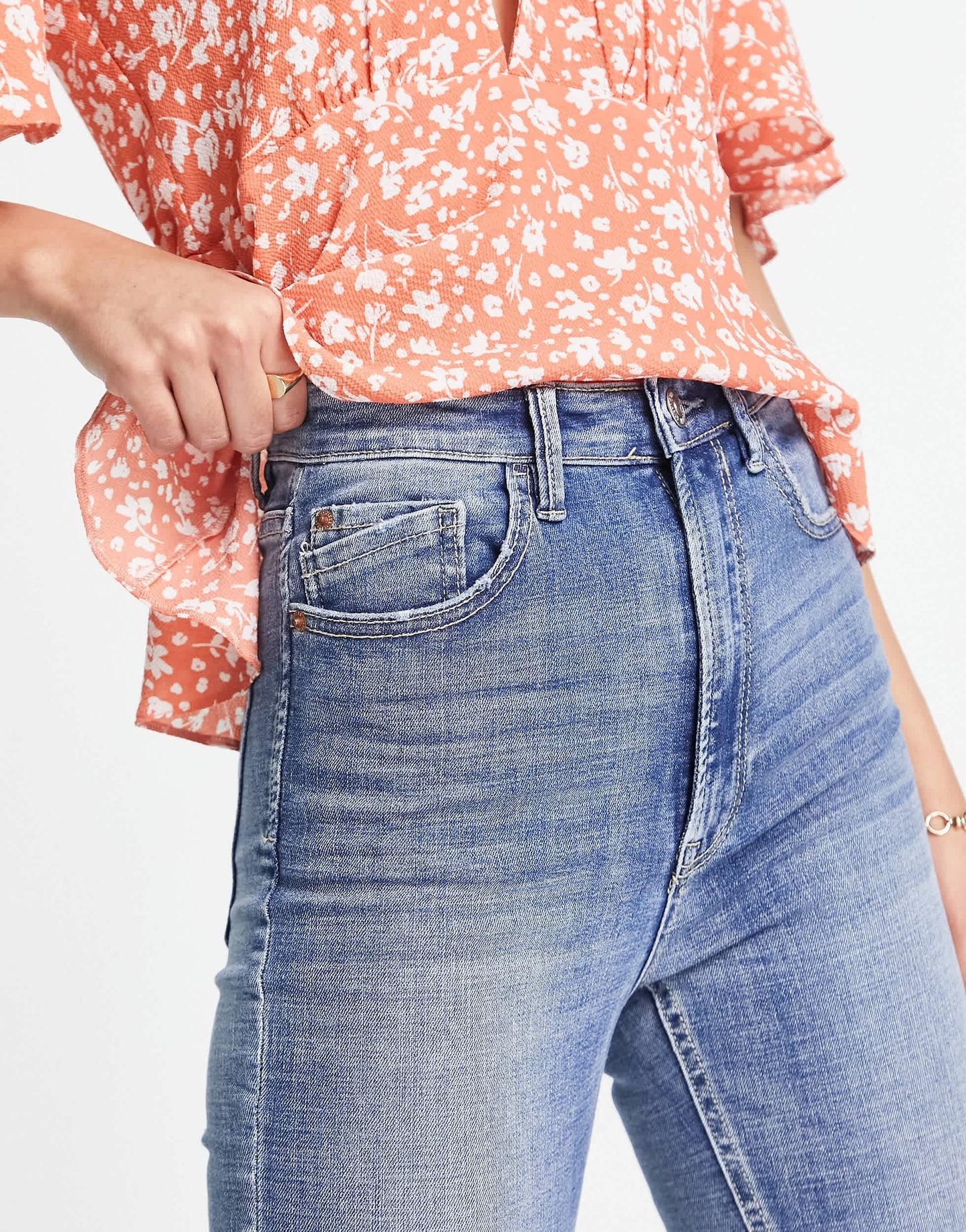 Stradivarius Tall super high waist skinny jeans in medium blue