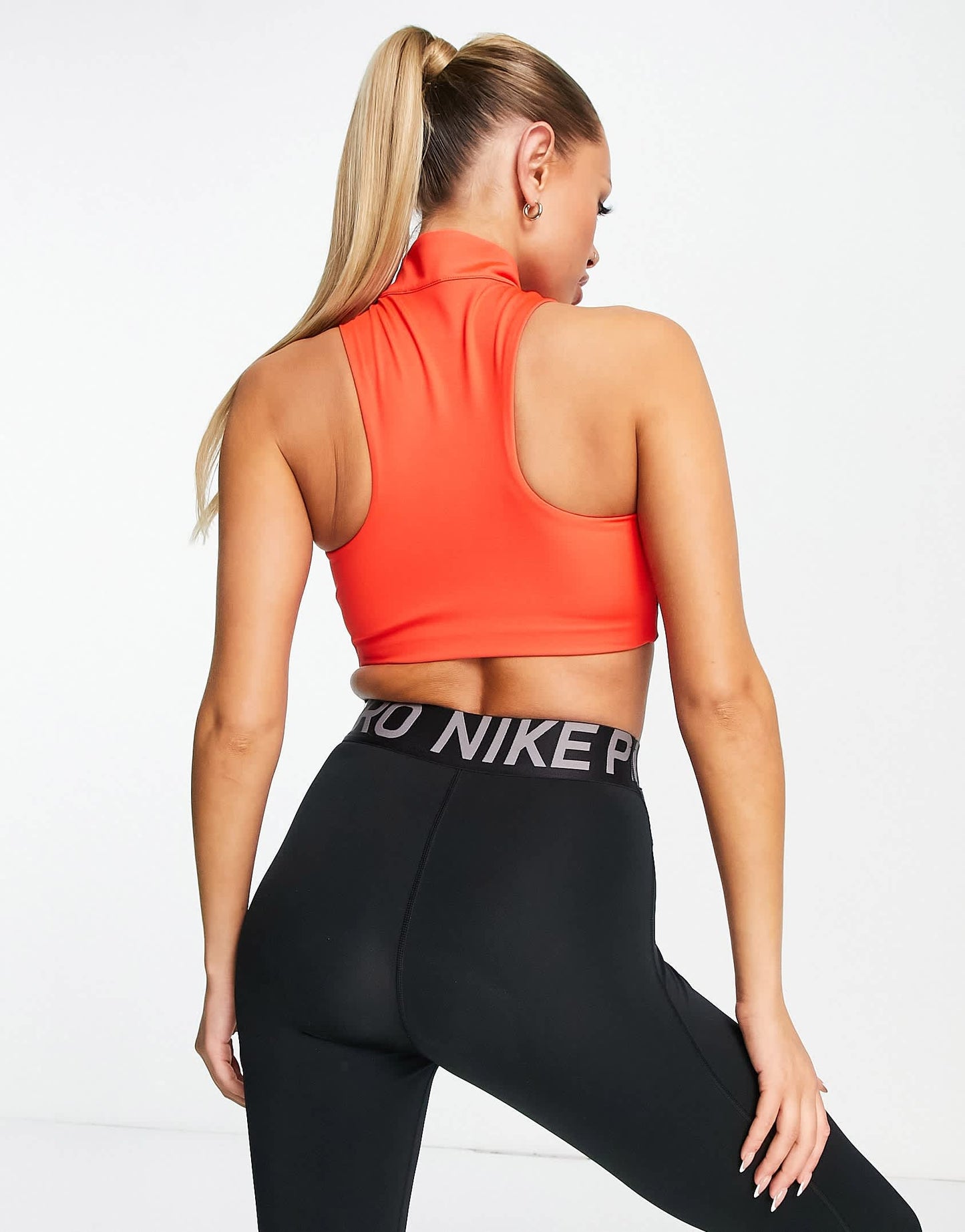 Nike Training Air Mock zip neck cropped medium support sports bra top in red