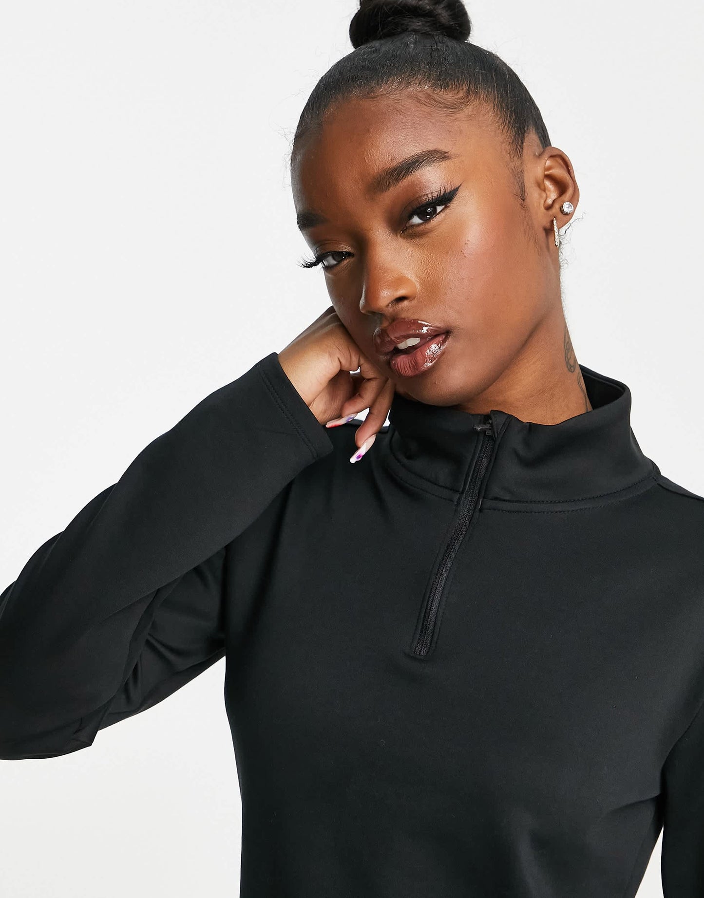 Nike One Training Therma-FIT standard long sleeve 1/4 zip sweatshirt in black