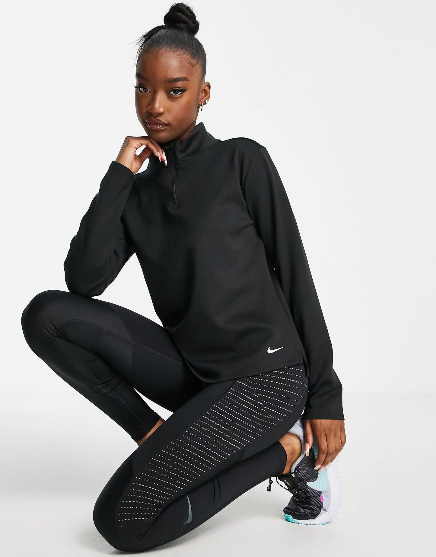 Nike One Training Therma-FIT standard long sleeve 1/4 zip sweatshirt in black