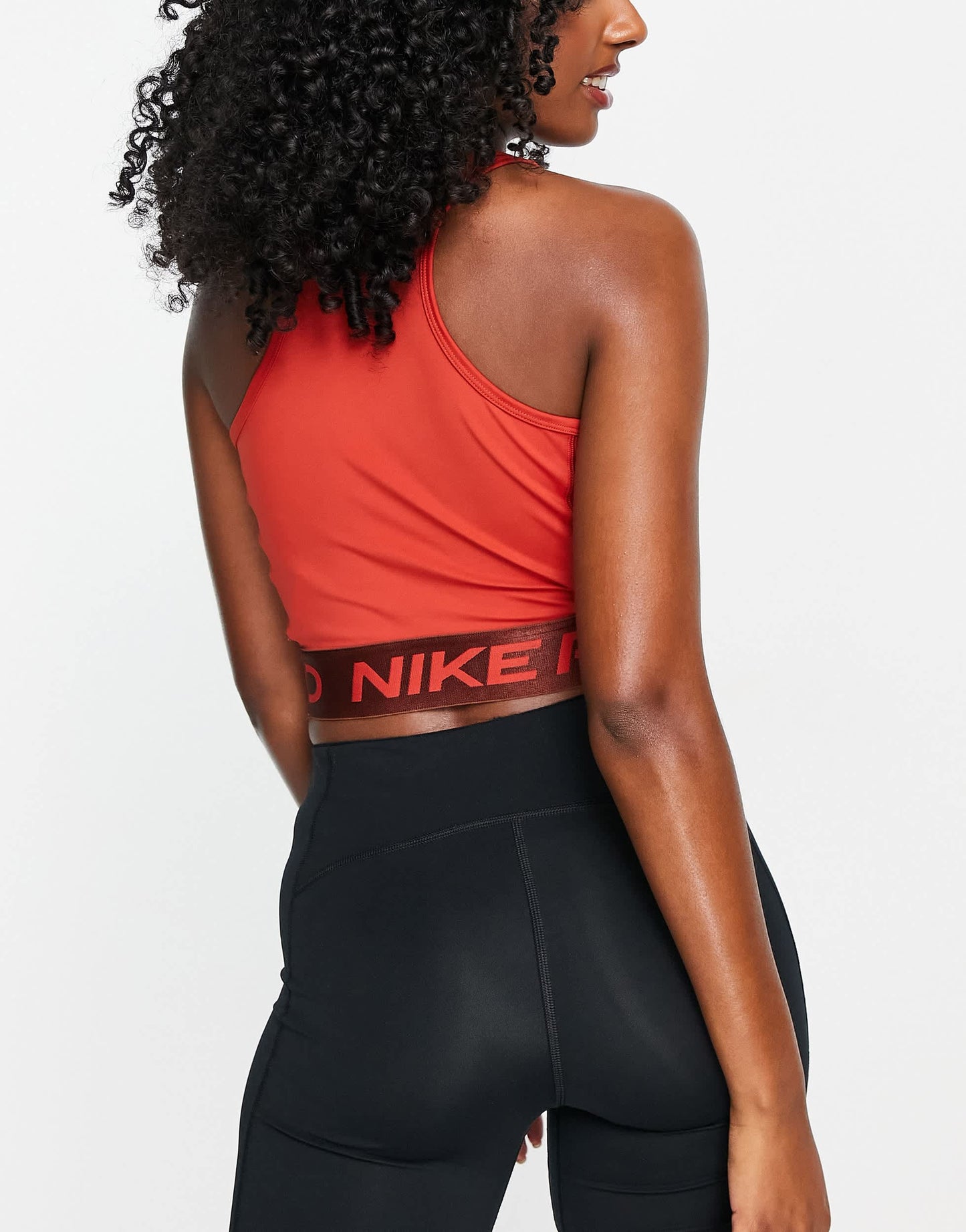 Nike Pro Training GRX cropped logo tank in dark orange