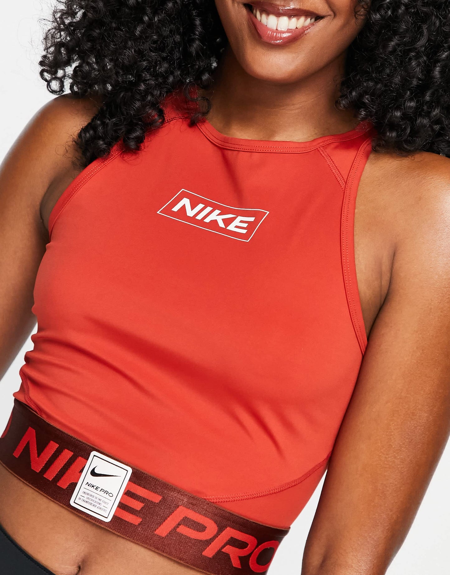 Nike Pro Training GRX cropped logo tank in dark orange