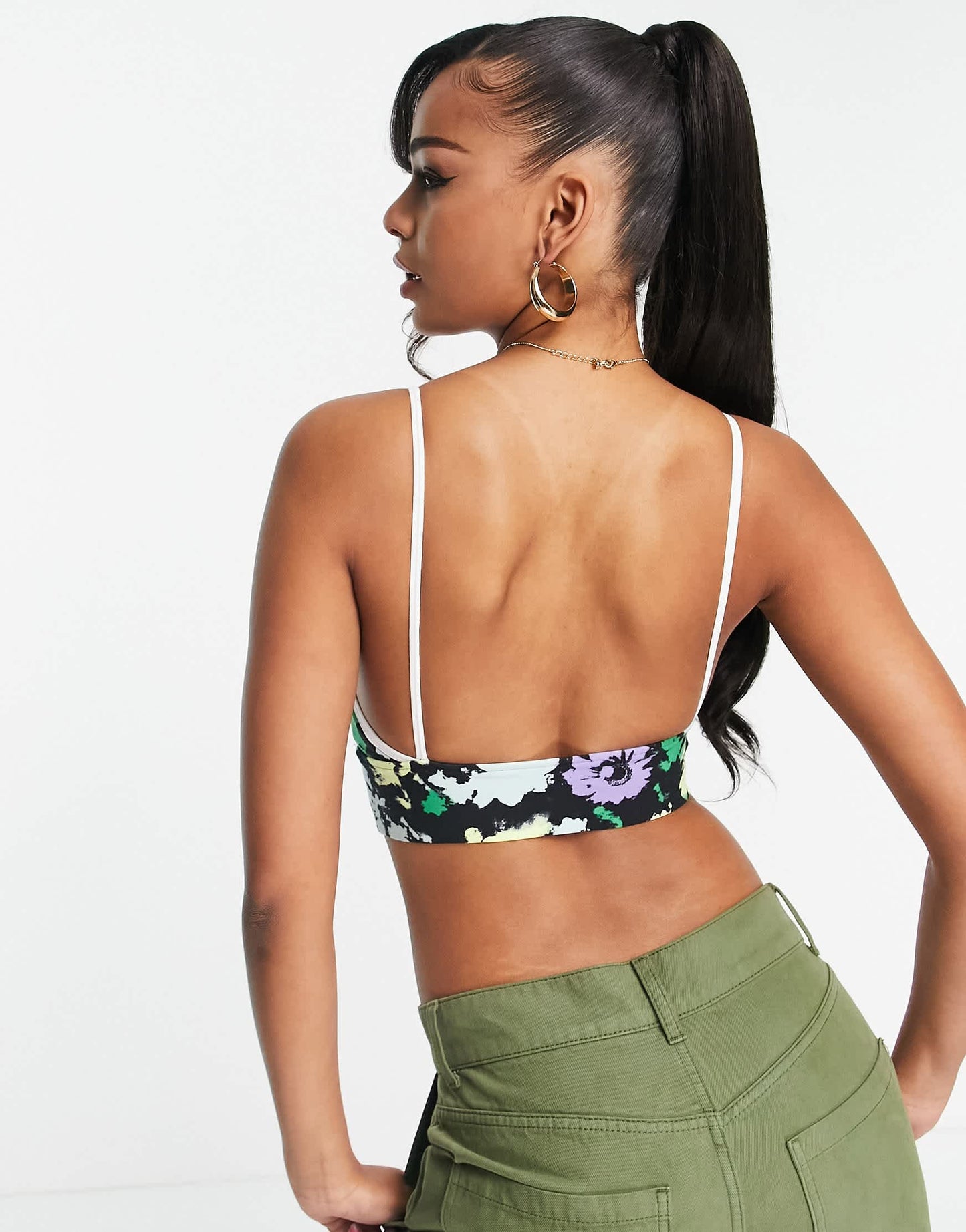 adidas floral bra top in multi