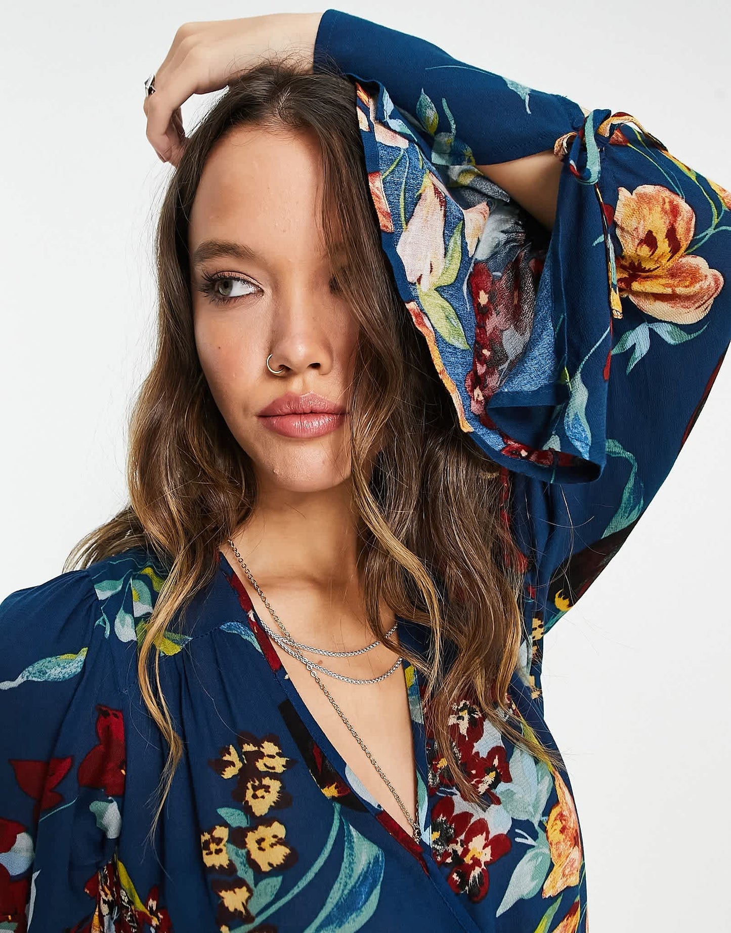Lottie & Holly wrap front midaxi dress in floral print