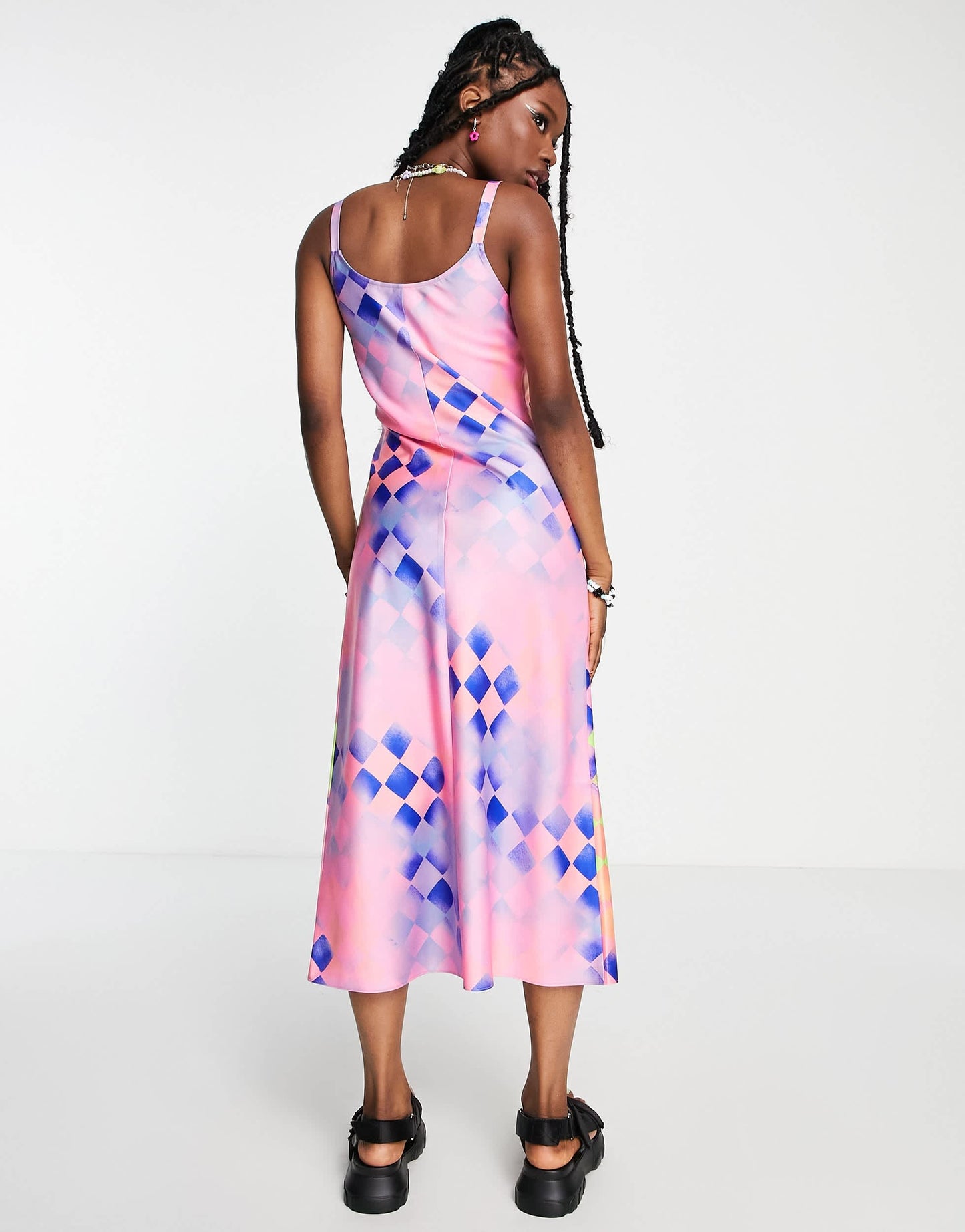 COLLUSION cami abstract printed maxi slip dress in multi