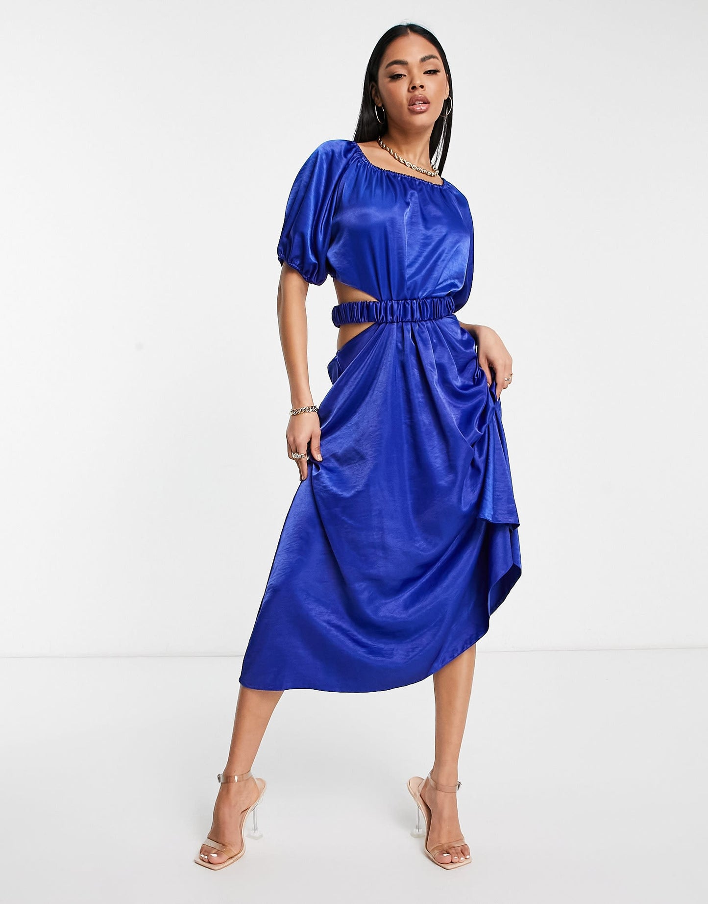 John Zack summer bright open side dress in blue