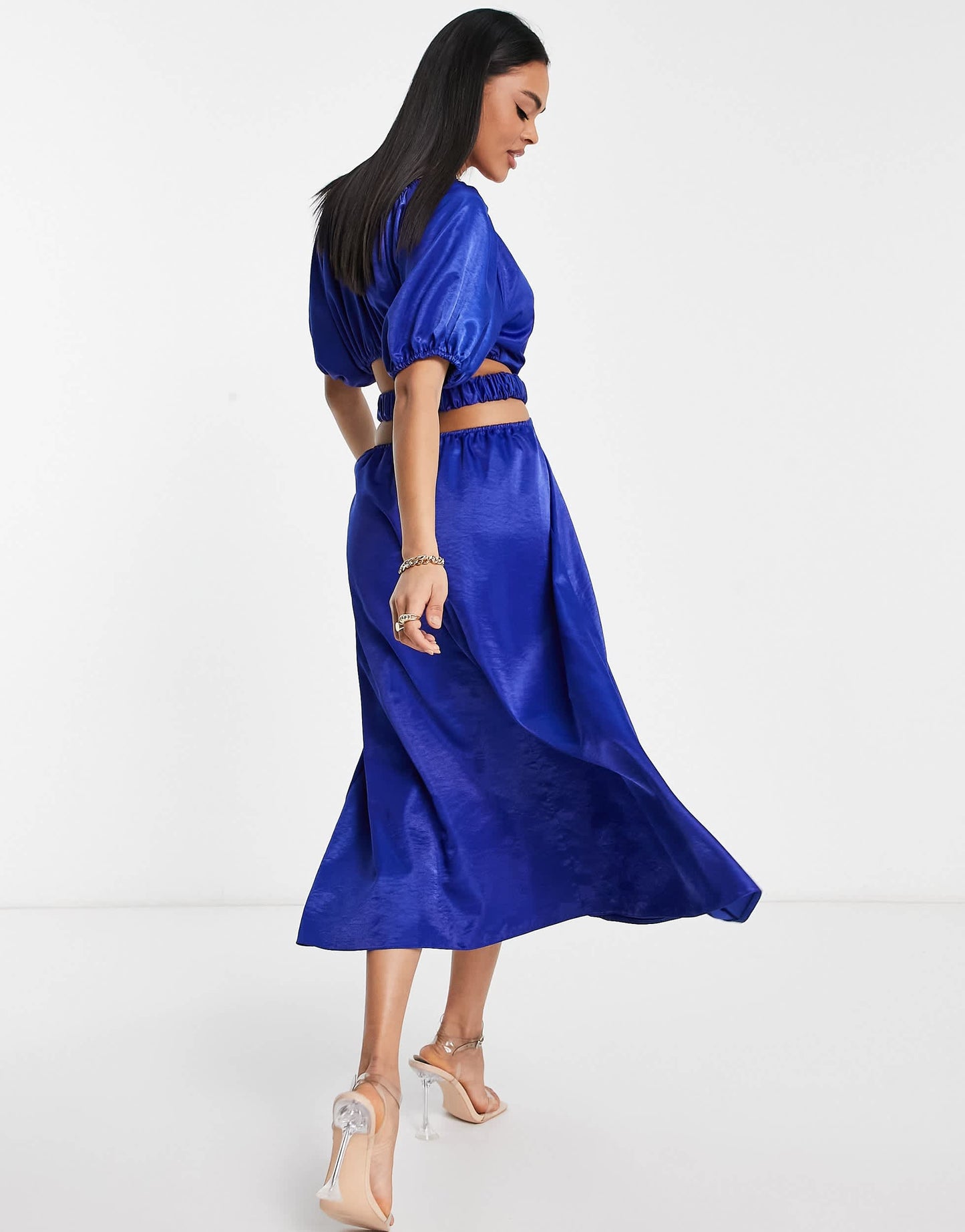 John Zack summer bright open side dress in blue