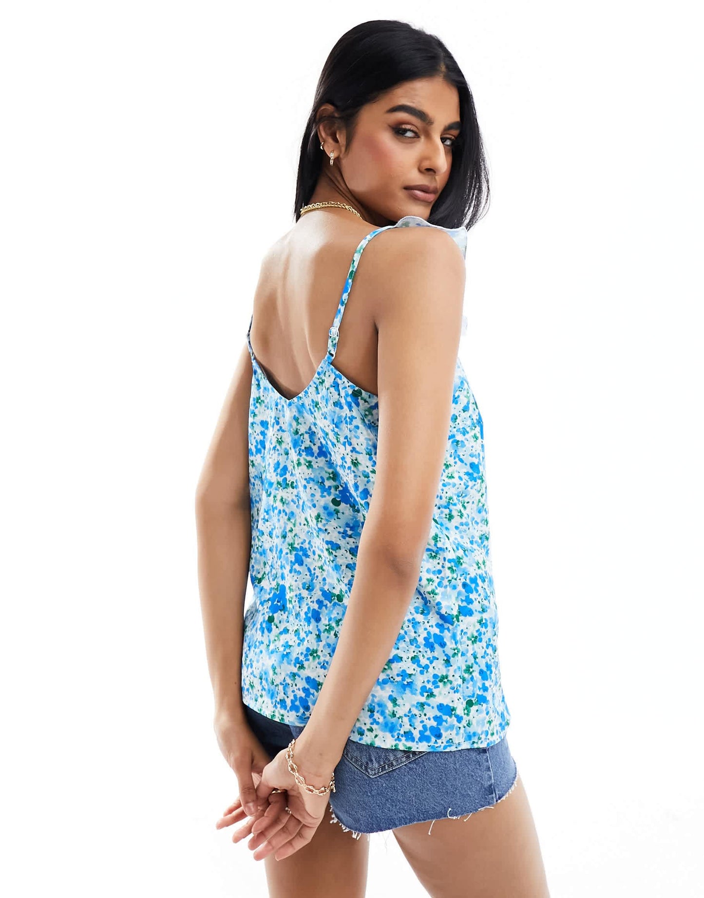 Lipsy frill sleeve cami top in floral print