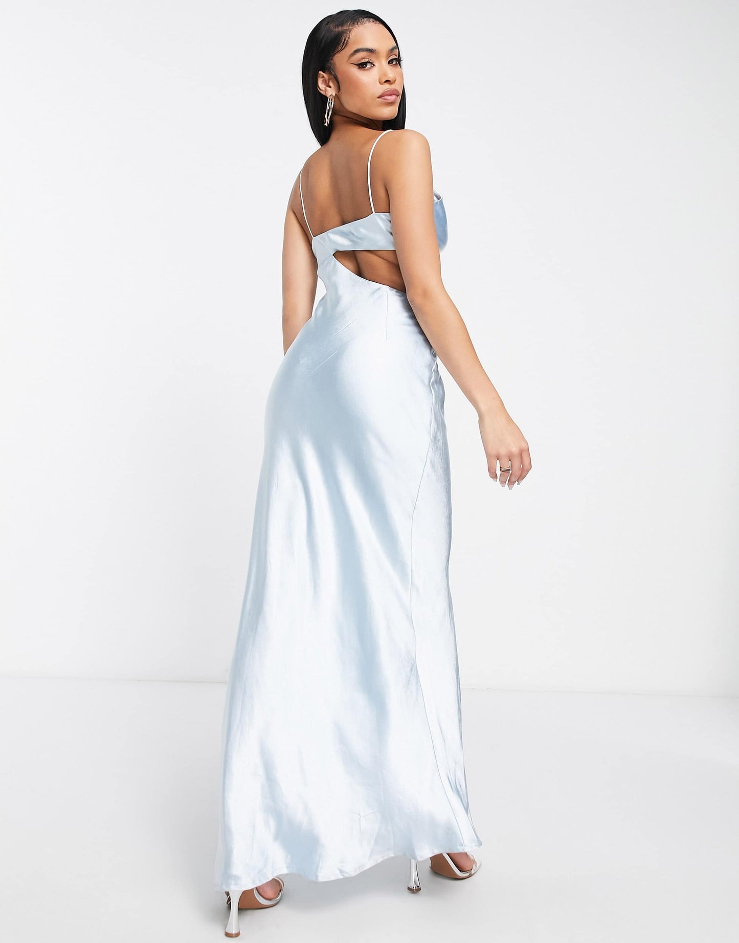 Parallel Lines side cut out satin maxi dress In blue