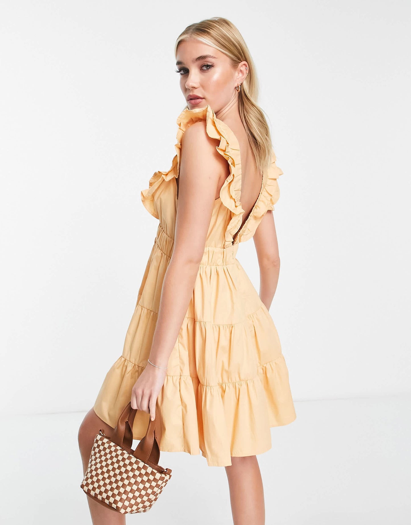 Abercrombie & Fitch ruffle tiered mini dress in orange