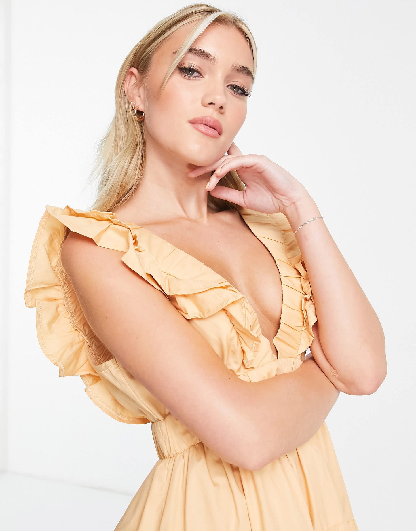Abercrombie & Fitch ruffle tiered mini dress in orange