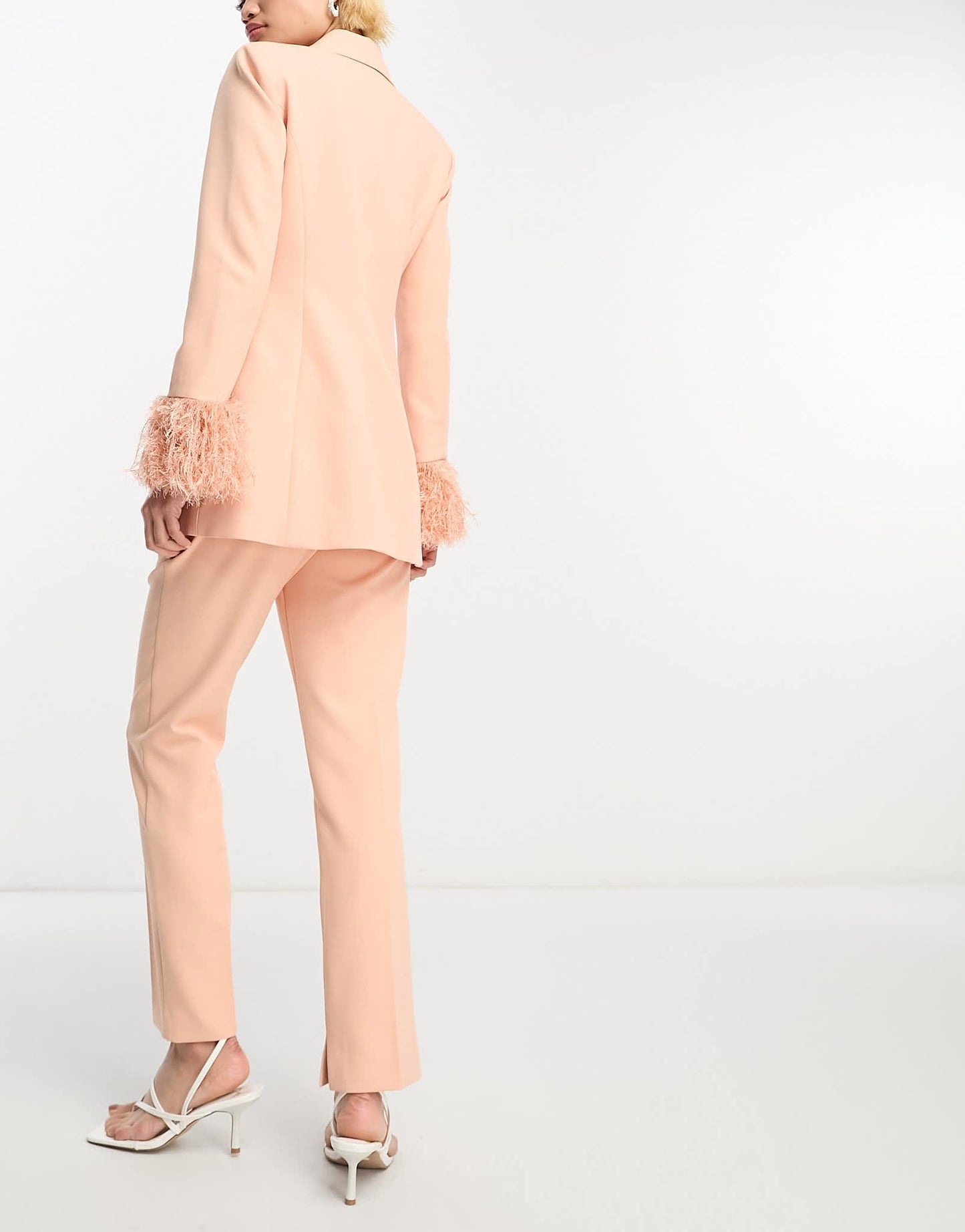 ASOS DESIGN tuxedo slim cigarette suit trouser in apricot