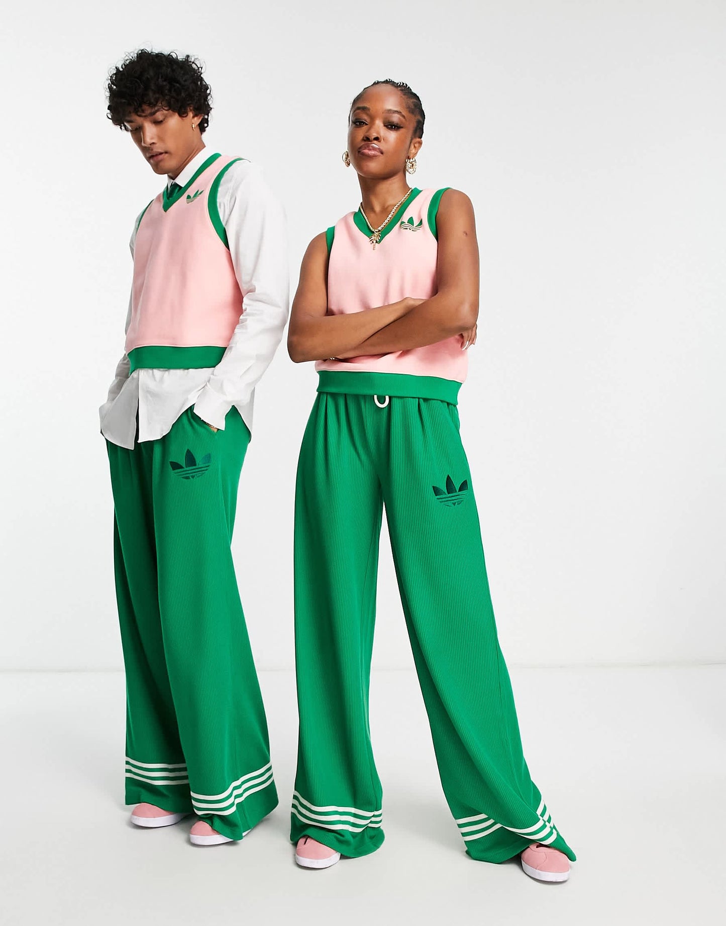 adidas Originals 'adicolor 70s' unisex cropped sweater vest in pink