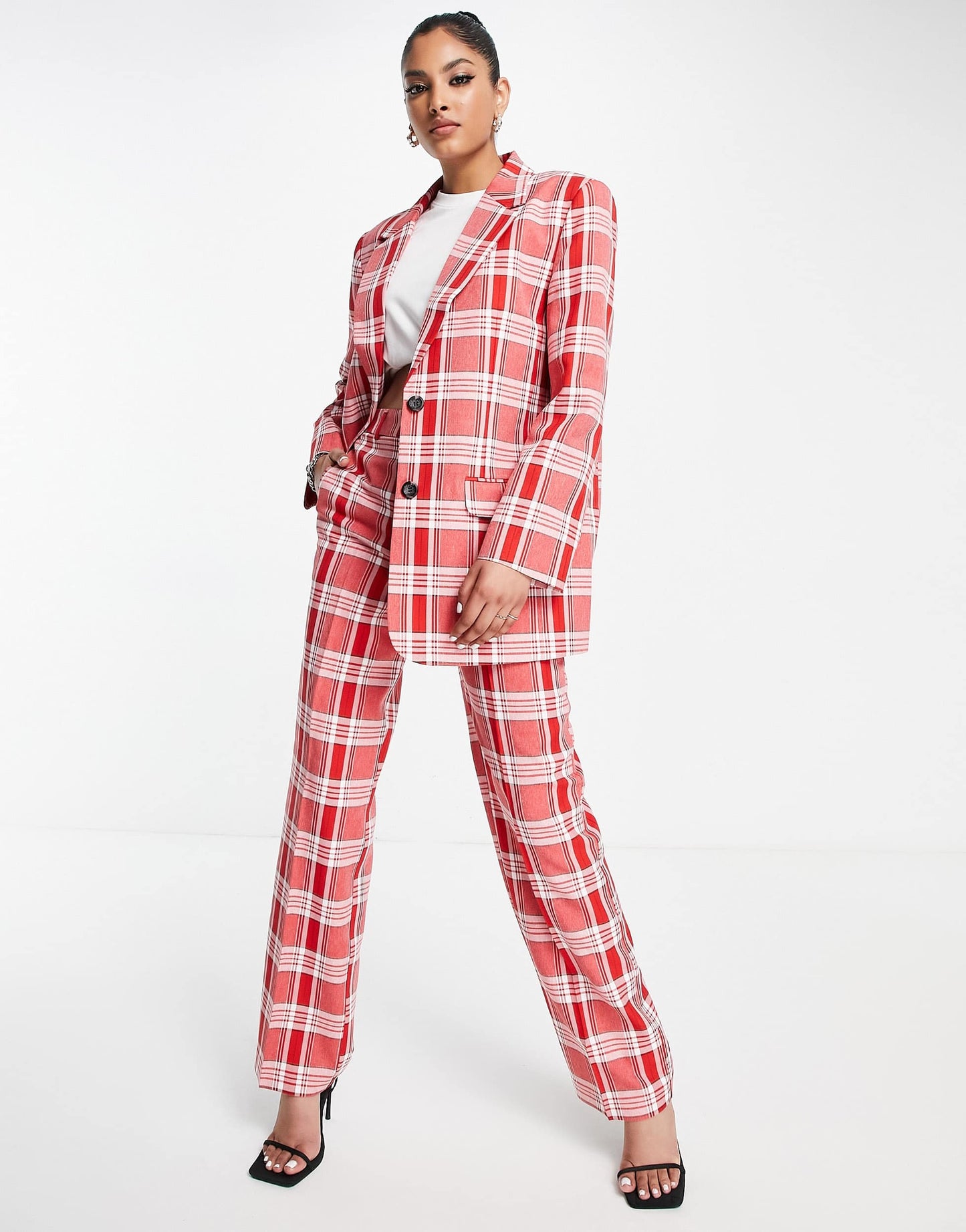 ASOS DESIGN Mix & Match slim boy suit blazer in red check