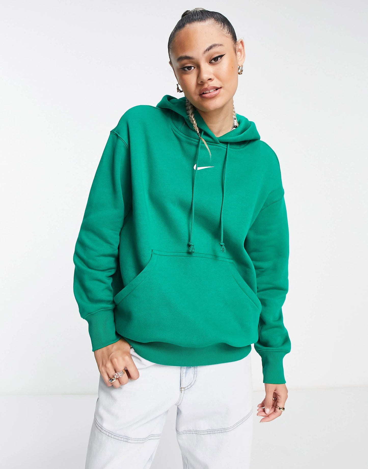 Nike Phoenix Fleece oversized pullover hoodie in malachite green