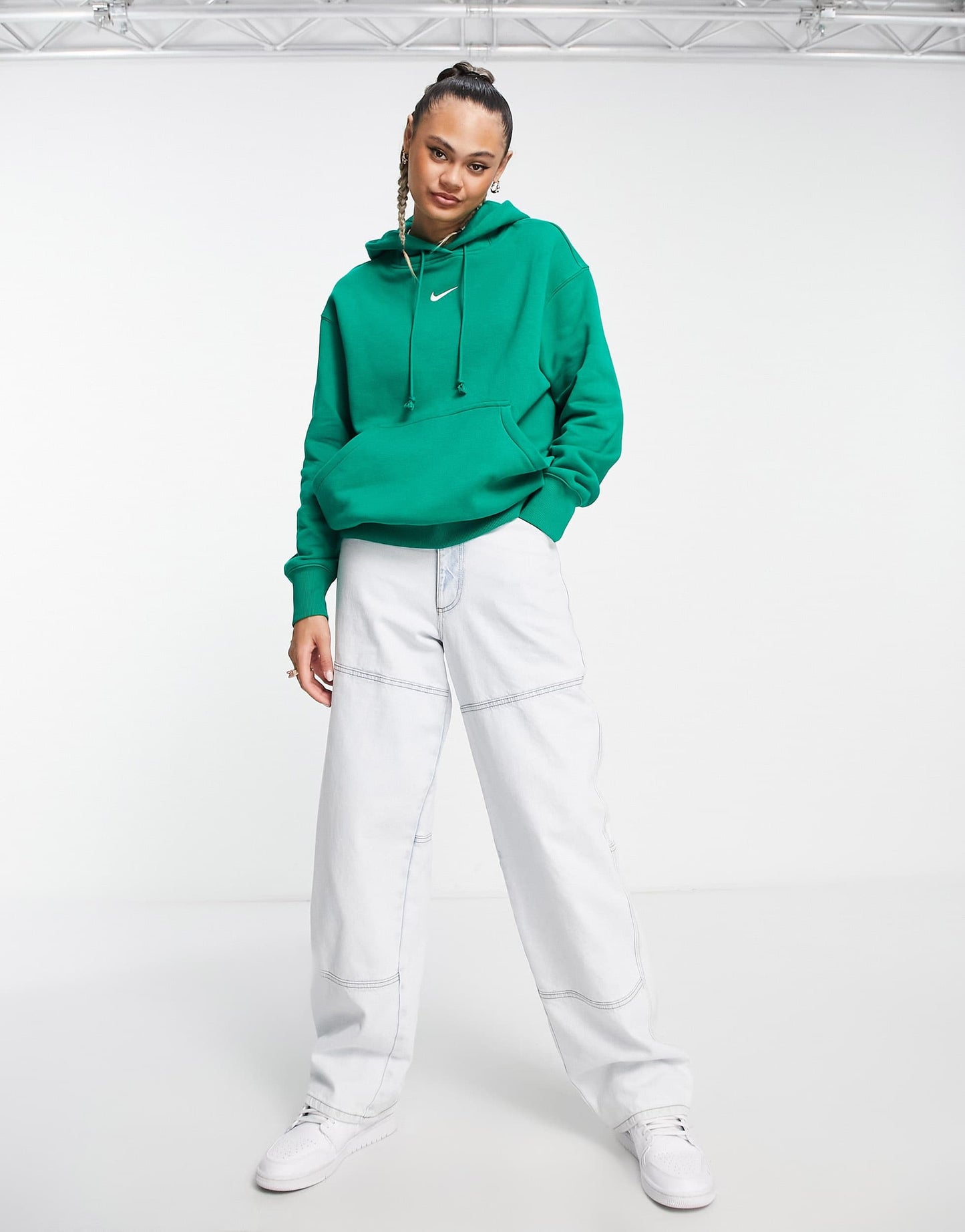 Nike Phoenix Fleece oversized pullover hoodie in malachite green