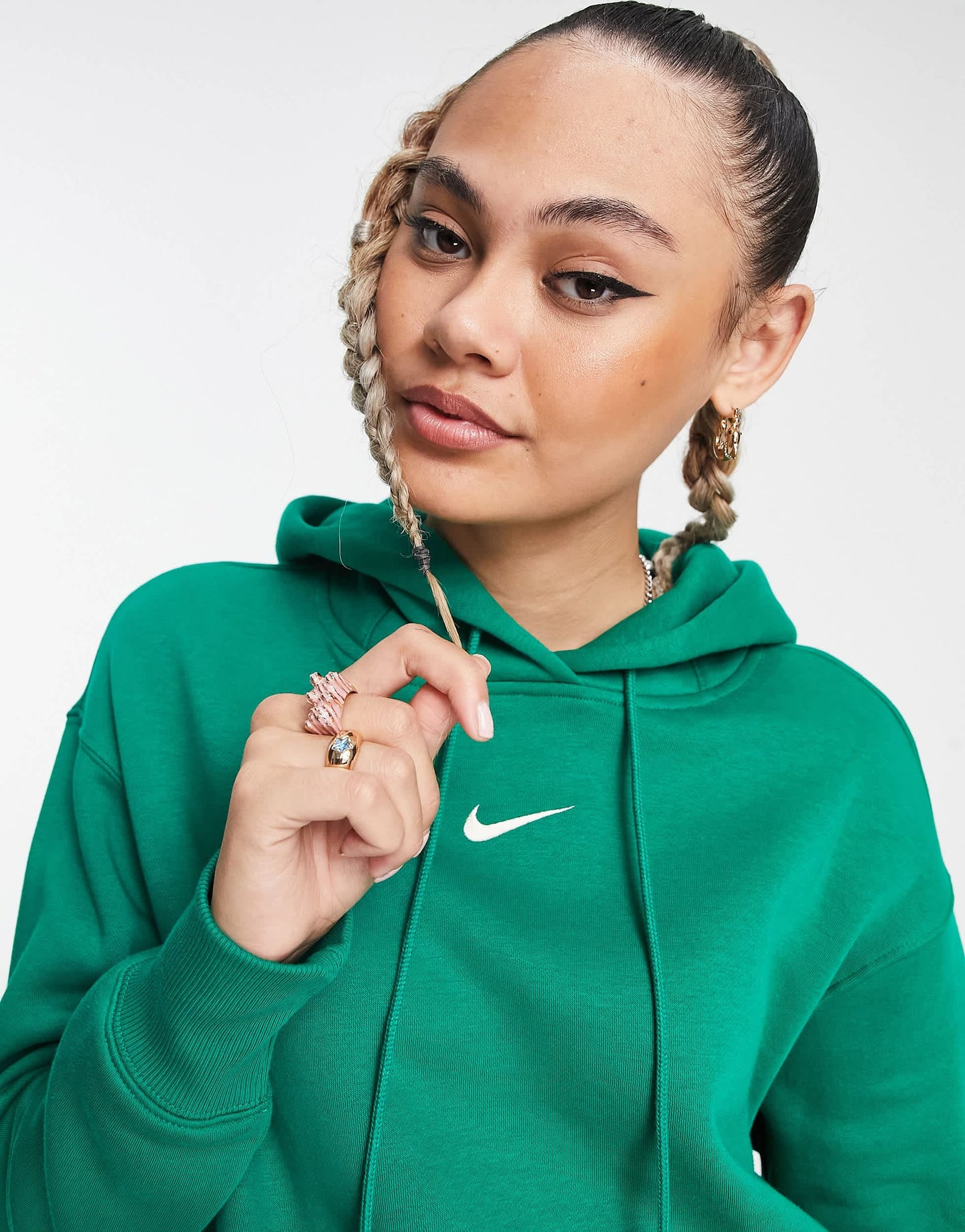 Nike Phoenix Fleece oversized pullover hoodie in malachite green