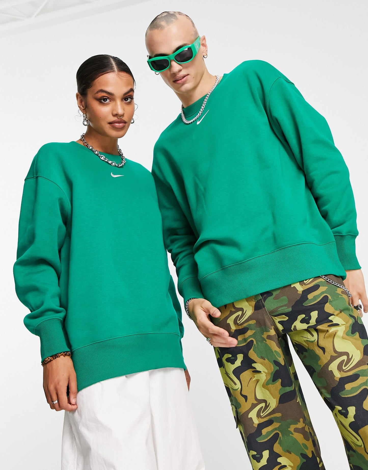 Nike Phoenix Fleece oversized crew sweatshirt in malachite green