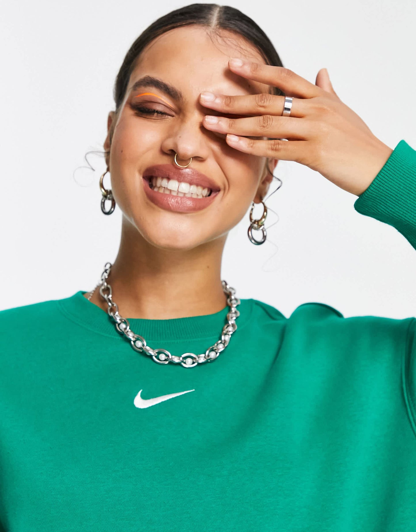 Nike Phoenix Fleece oversized crew sweatshirt in malachite green