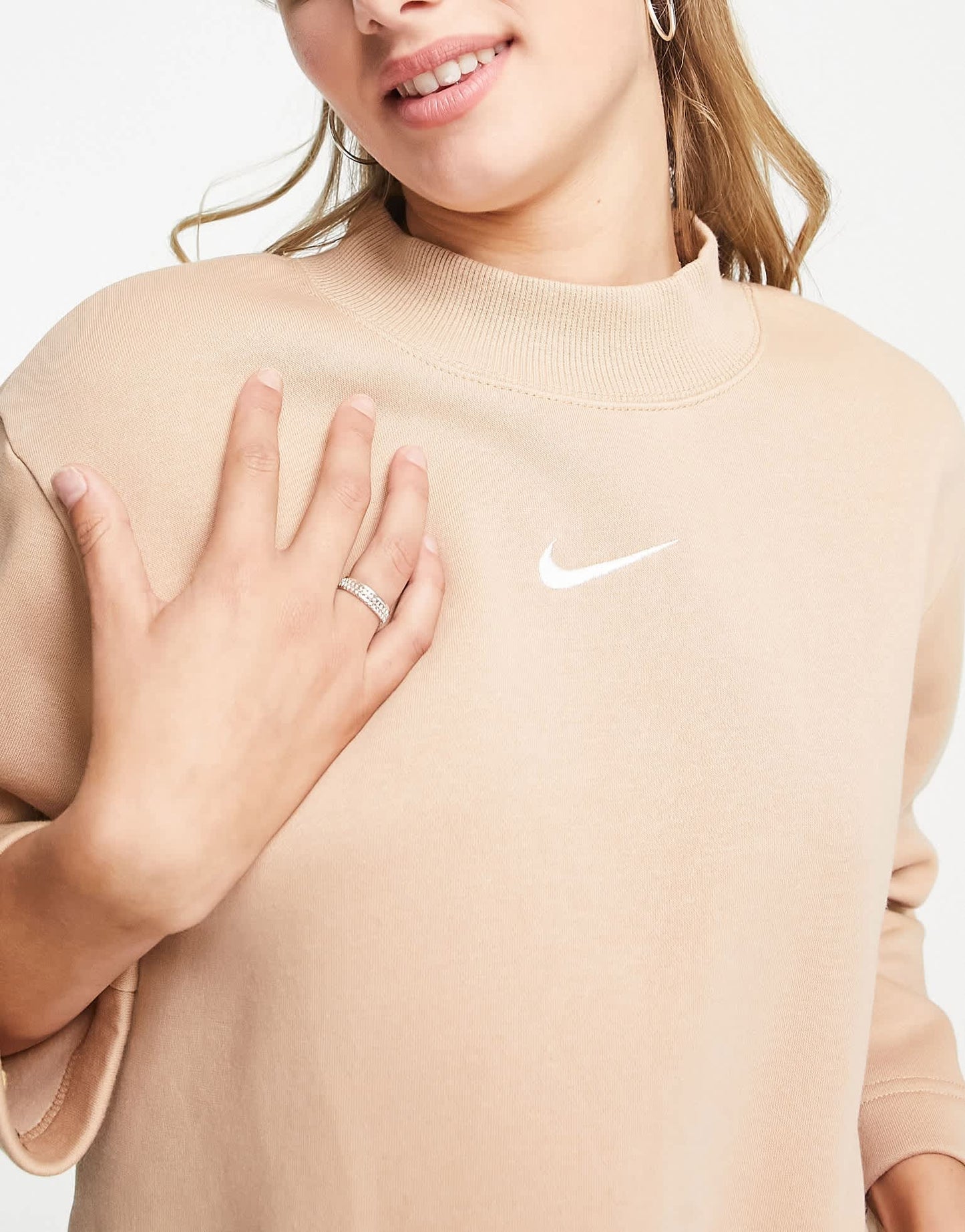 Nike mini swoosh fleece dress in hemp brown