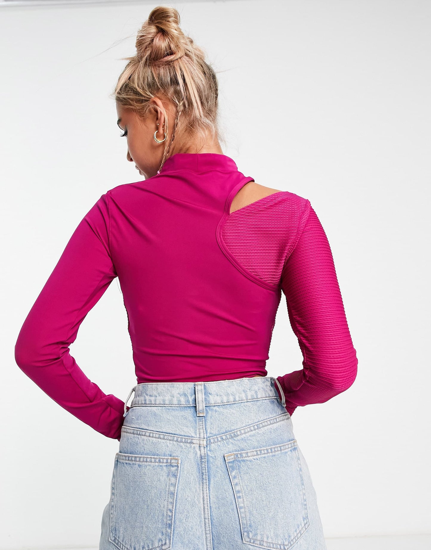 Nike Naomi Osaka asymmetric long sleeve top in dynamic berry