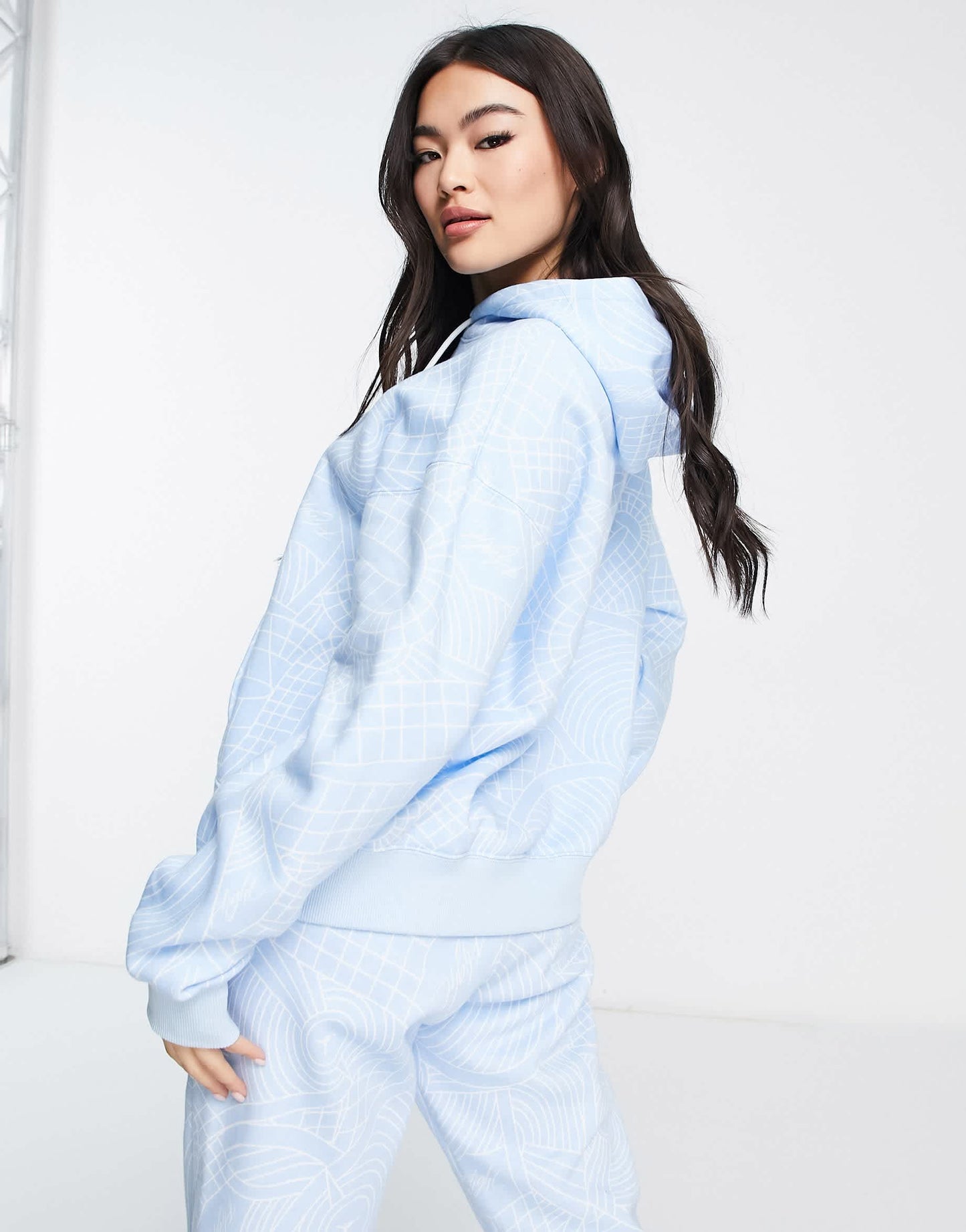 Jordan Brooklyn AOP fleece hoodie in ice blue