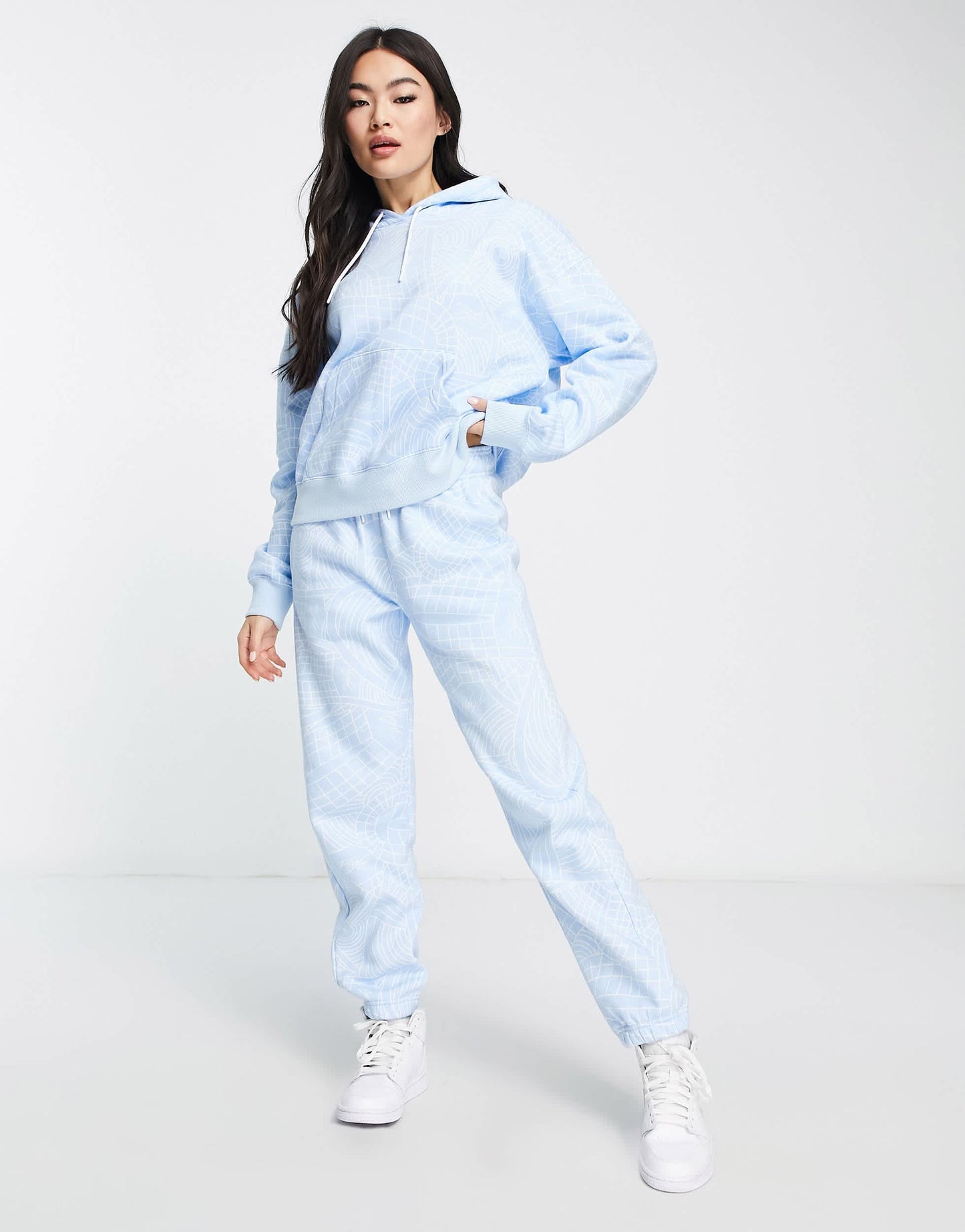 Jordan Brooklyn AOP fleece hoodie in ice blue