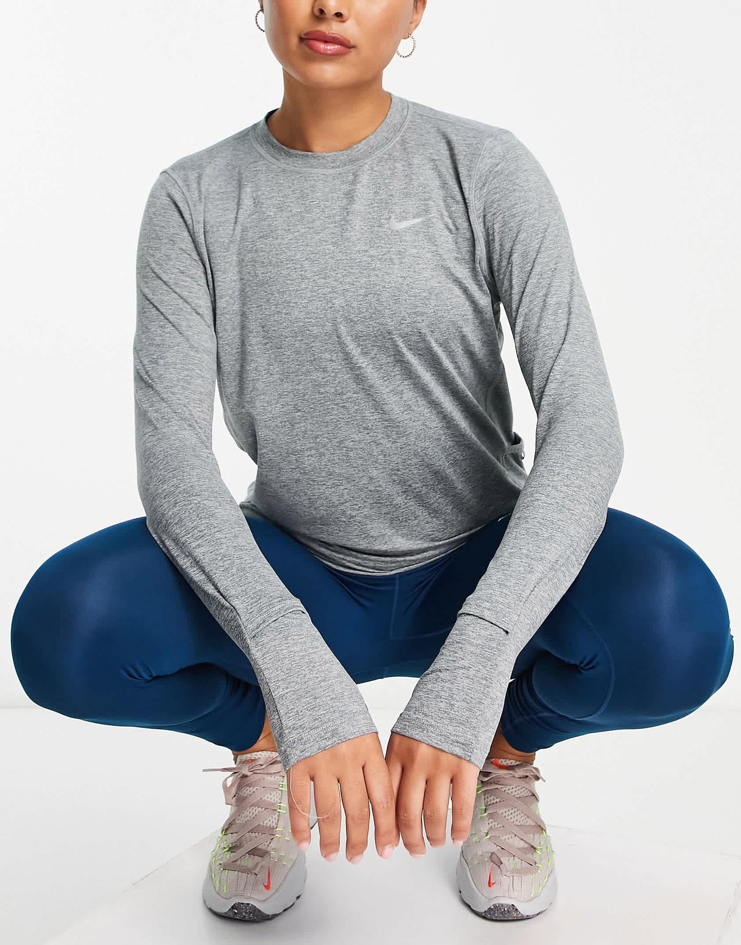 Nike Running Element Dri-FIT crew top in grey