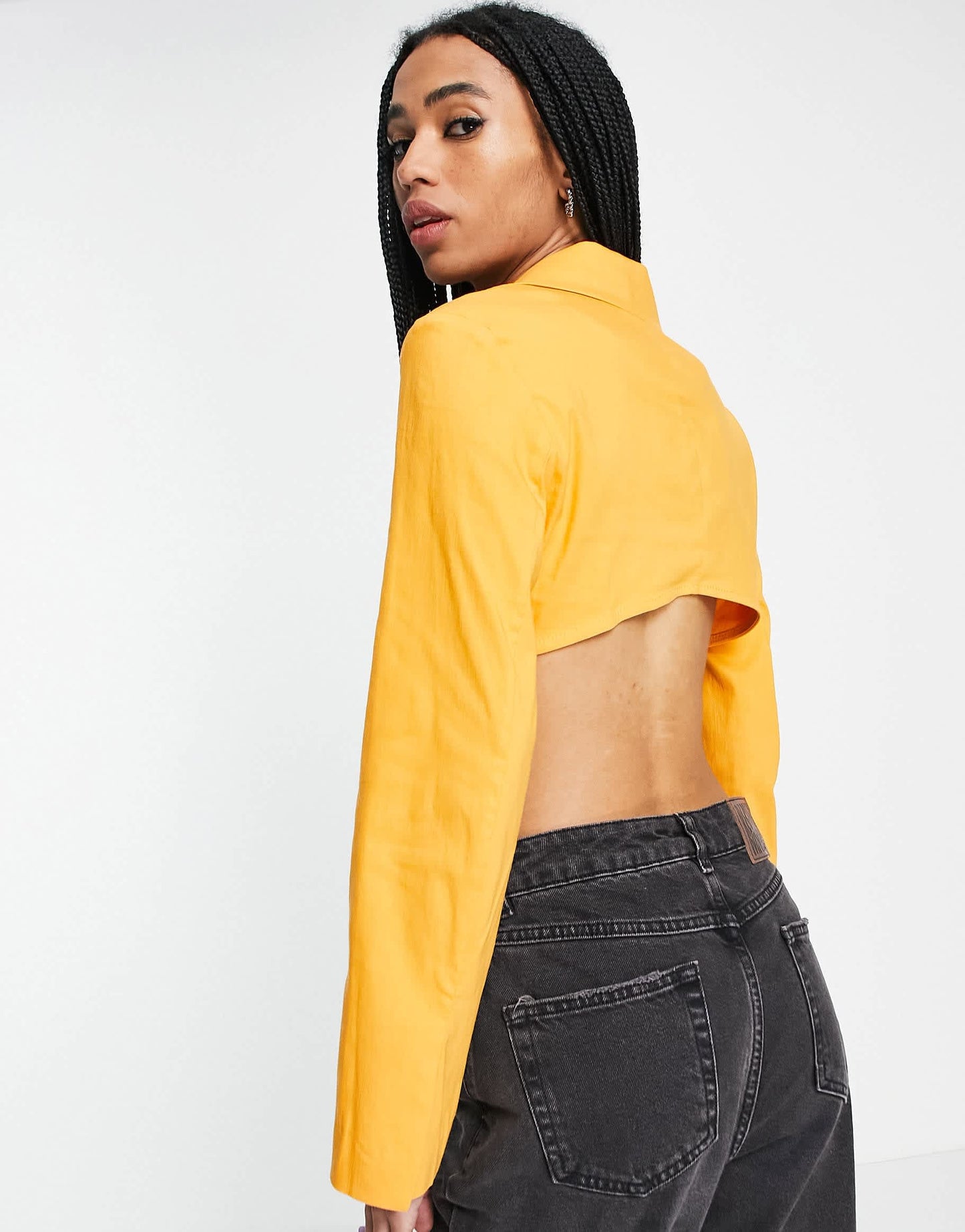 Bershka cropped blazer in orange