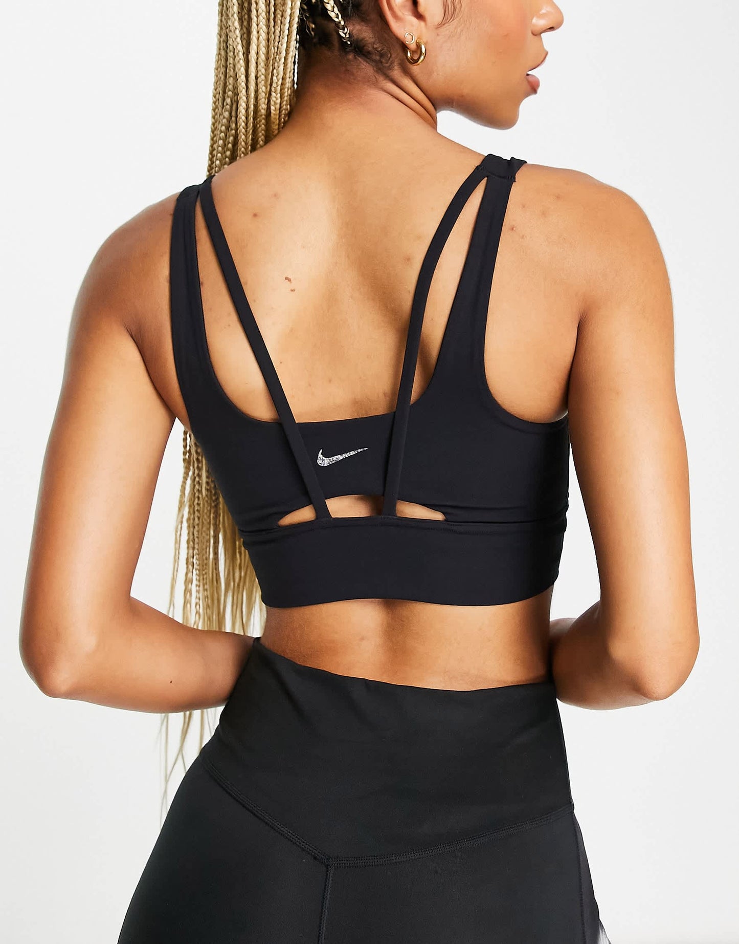 Nike Yoga Alate Eclipse strappy light support sports bra in black