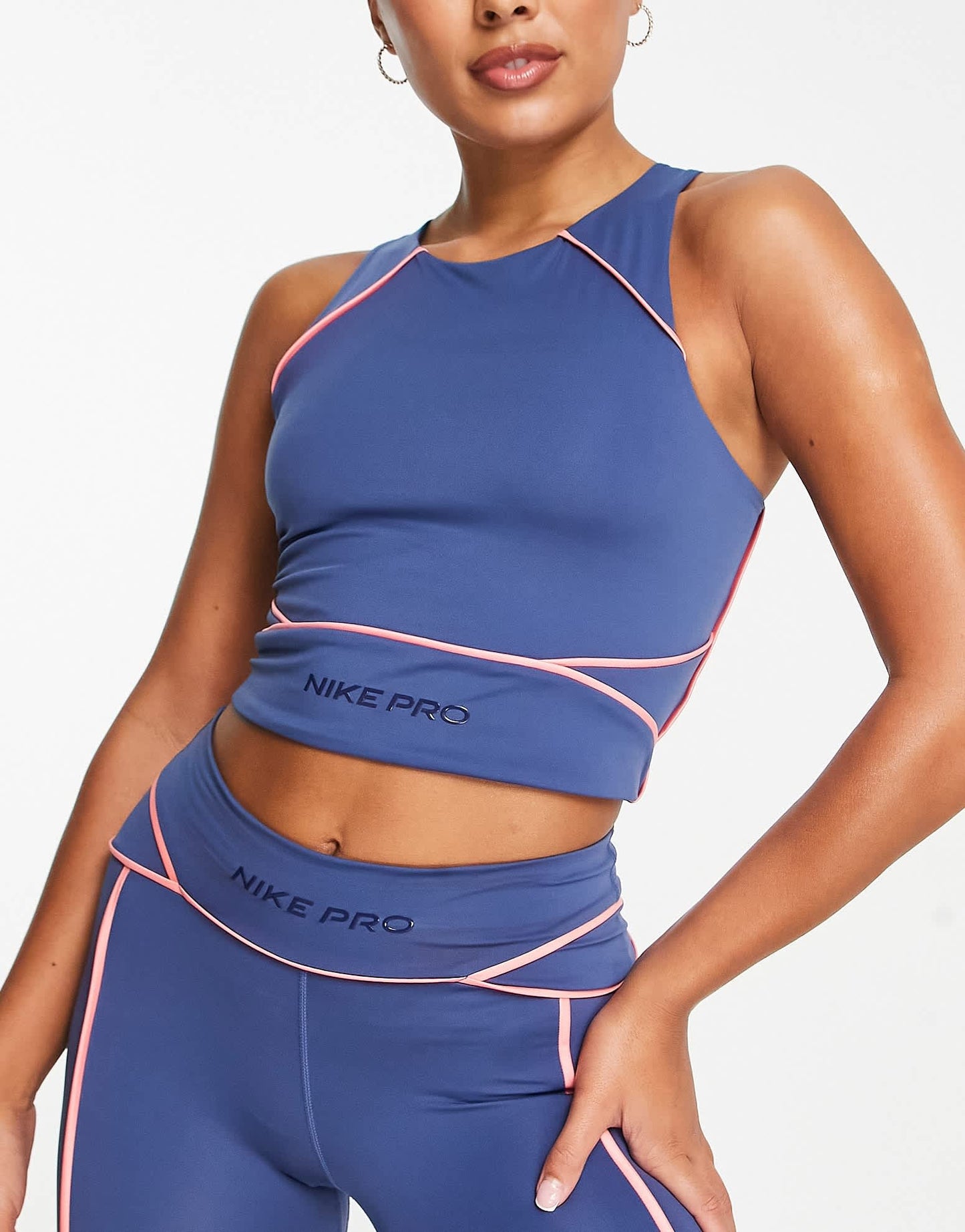 Nike Pro Training Membership Dri-FIT cropped top in blue
