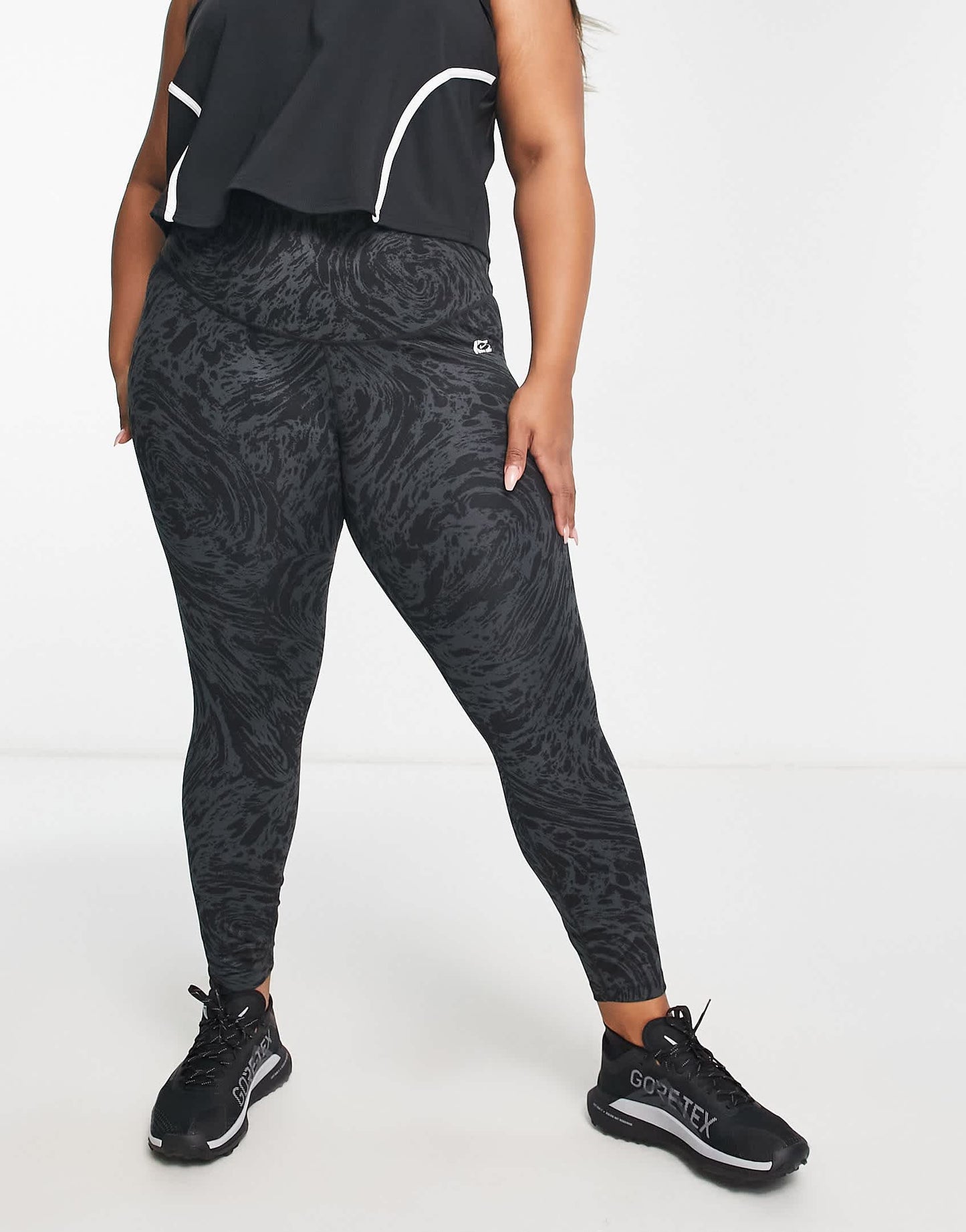 Nike Training Plus Icon Clash One Dri-FIT high rise printed 7/8 leggings in black