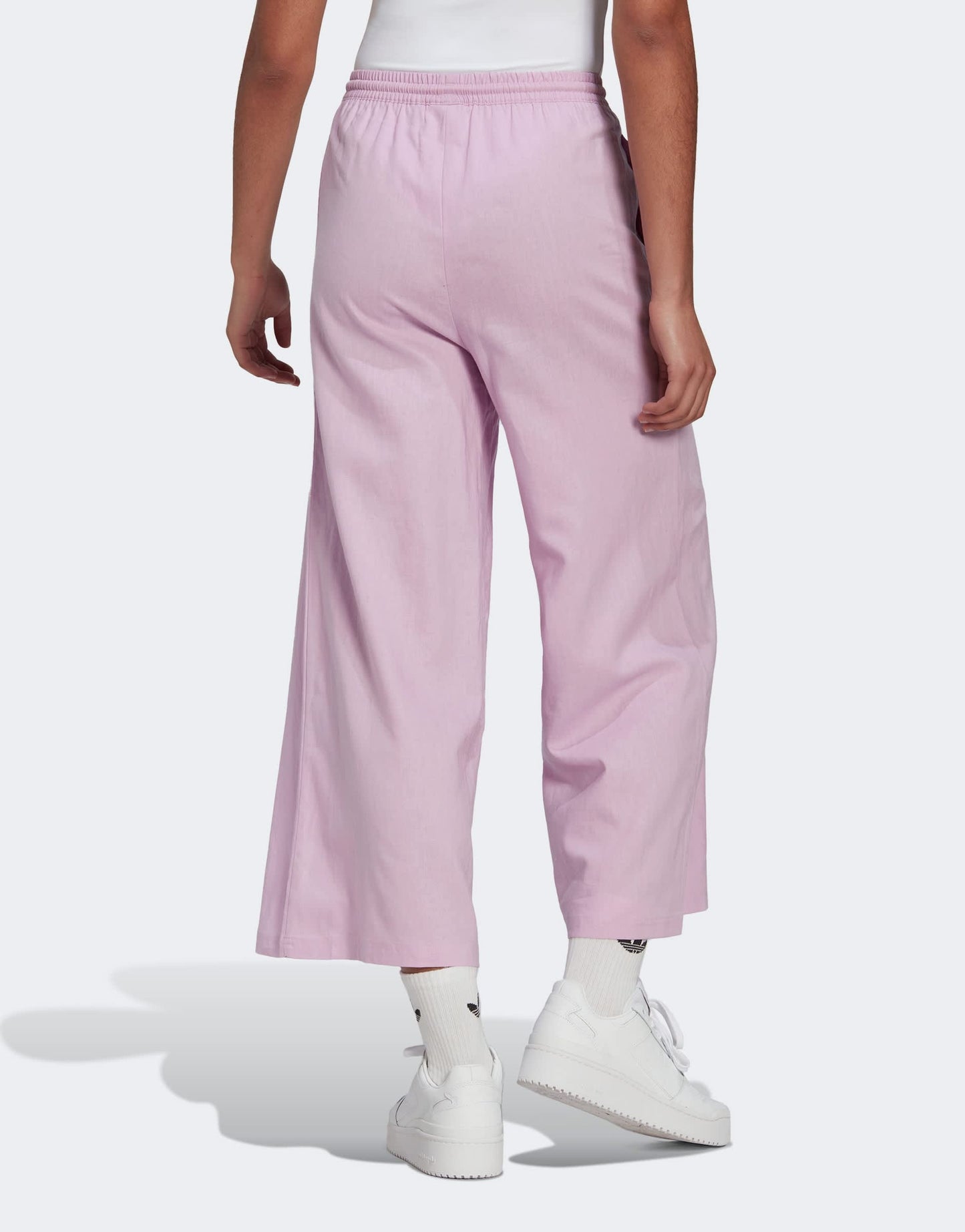 adidas Originals wide leg cropped trousers in bliss purple