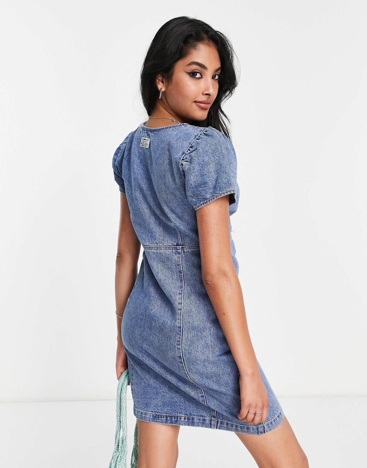 Levi's denim mini dress in mid wash